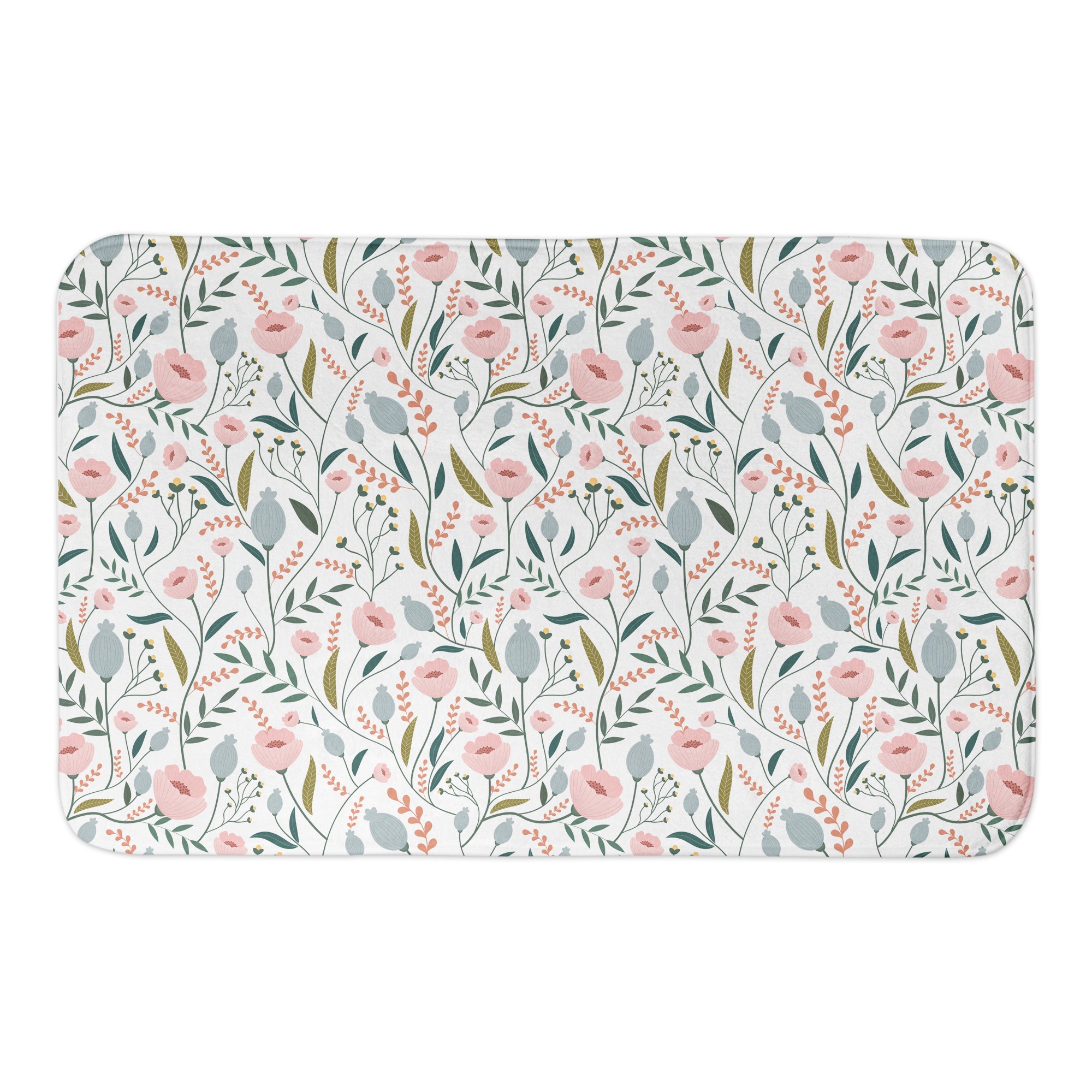 Pastel Floral Pattern 34x21 Bath Mat