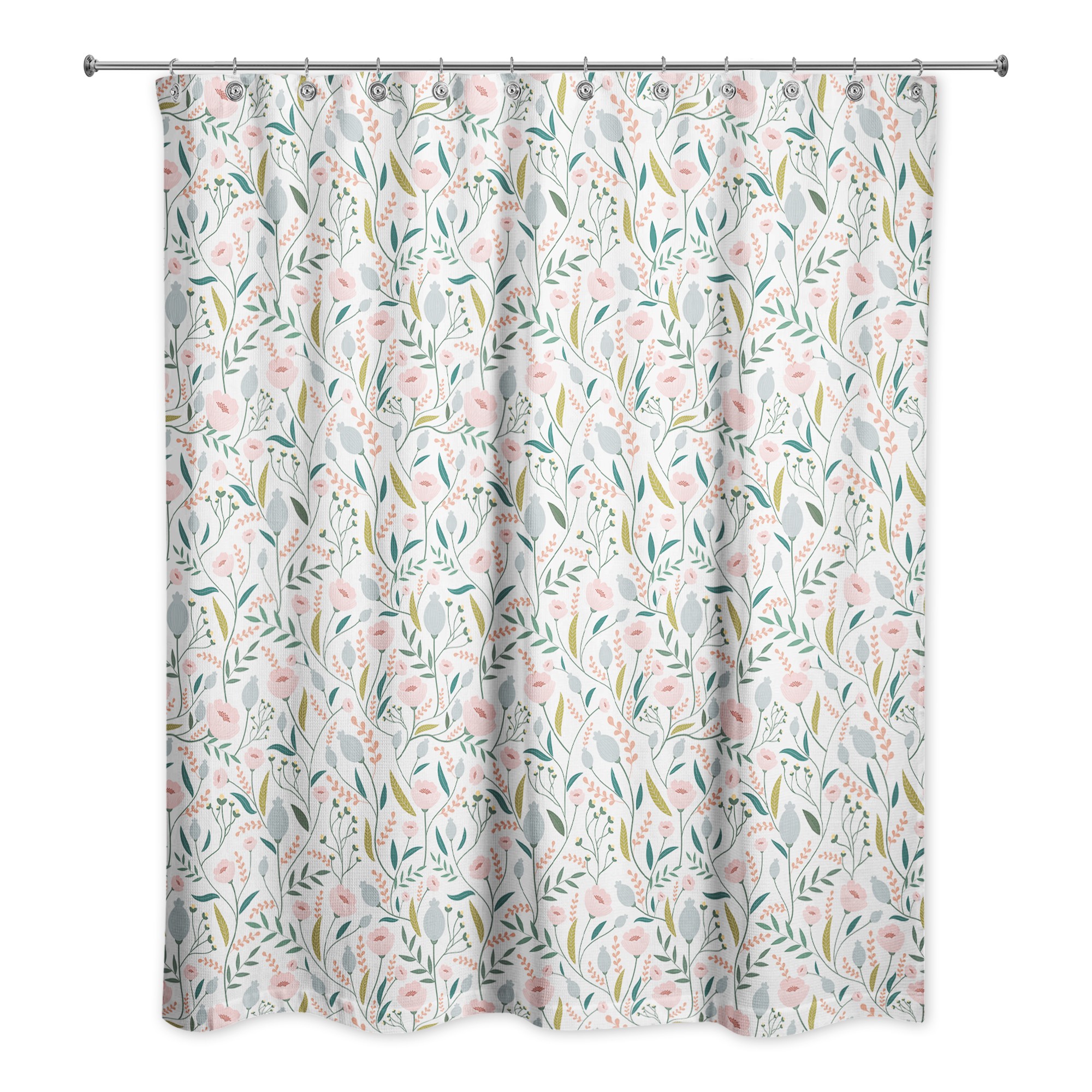 Pastel Floral Pattern 71x74 Shower Curtain