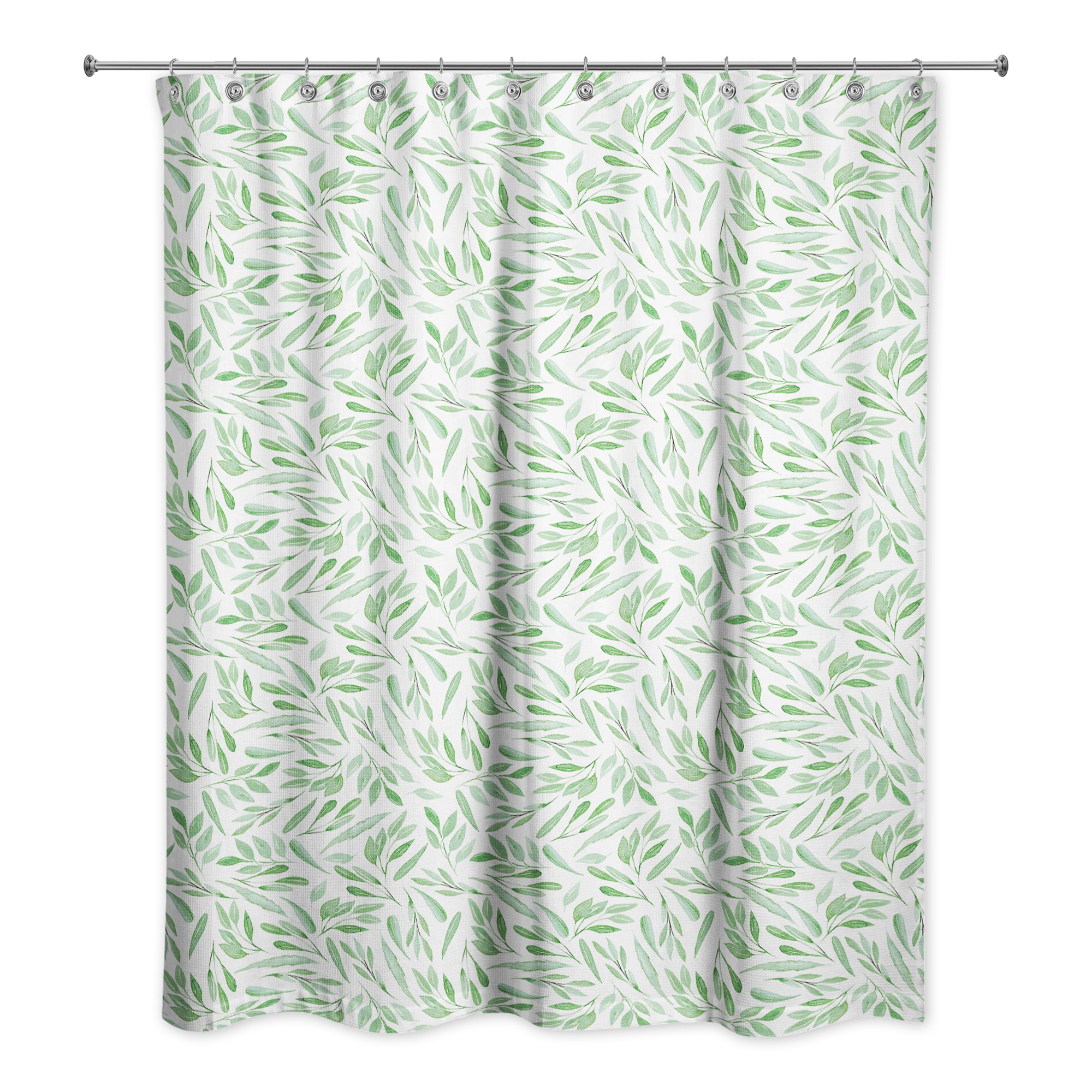 Green Leaf Pattern 71x74 Shower Curtain
