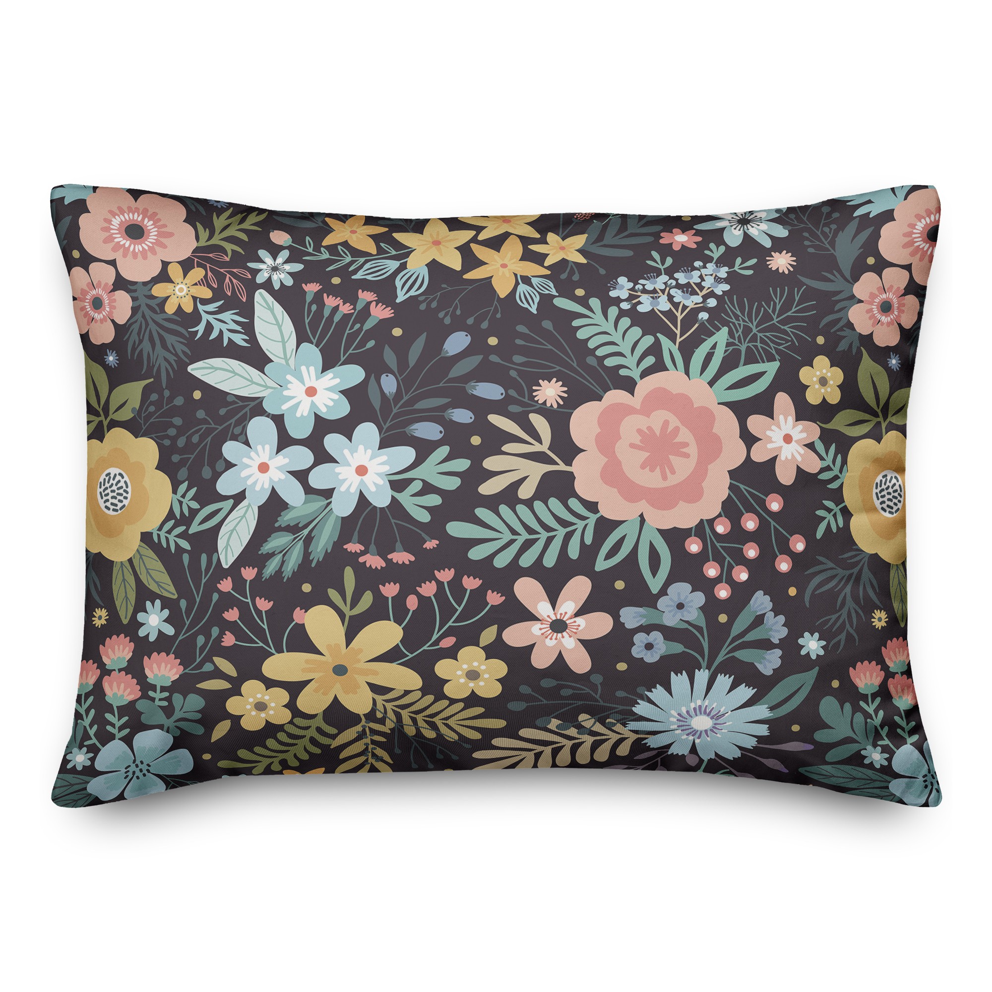 Bright Floral Pattern 14x20 Spun Poly Pillow