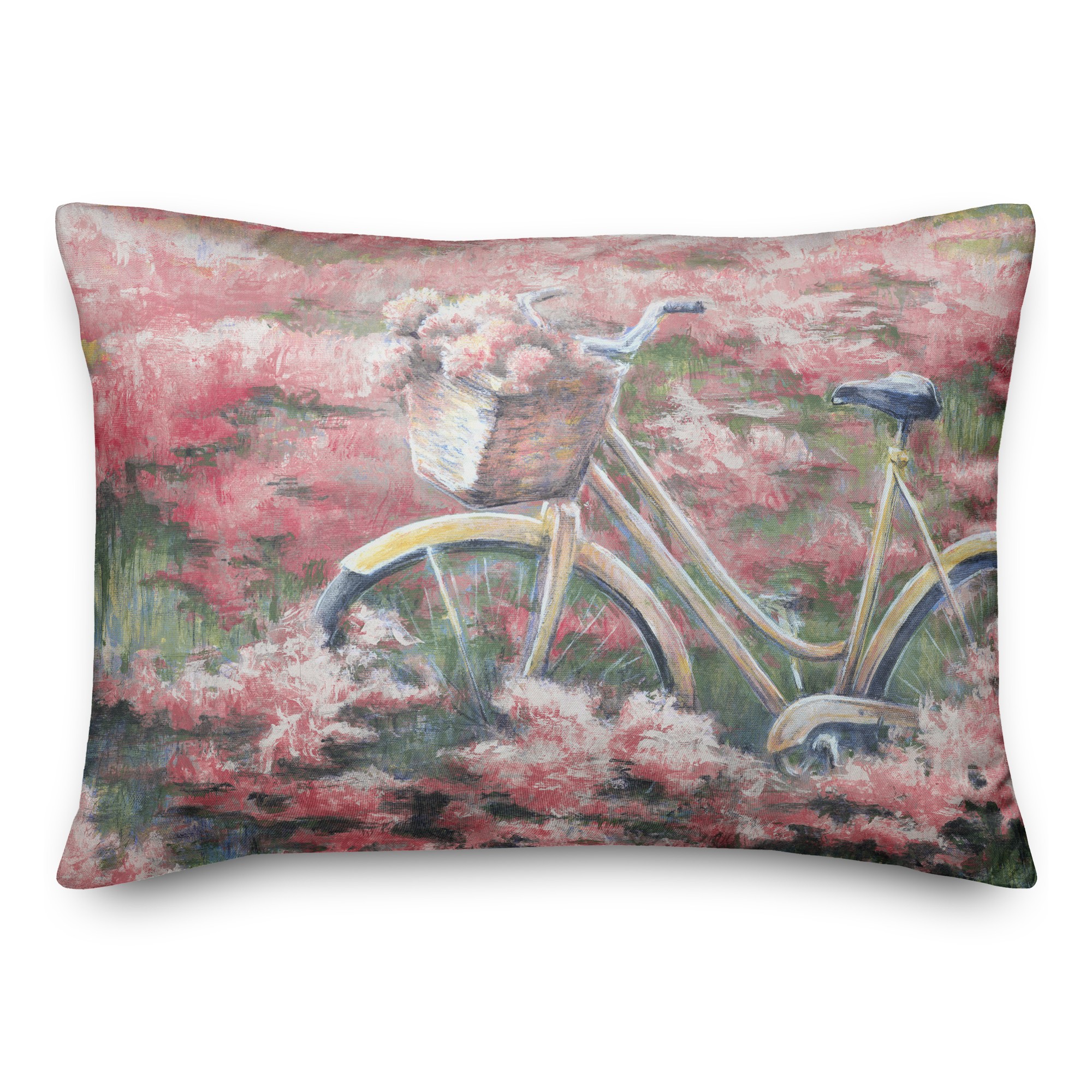 Bike in Flower Field 14x20 Spun Poly Pillow