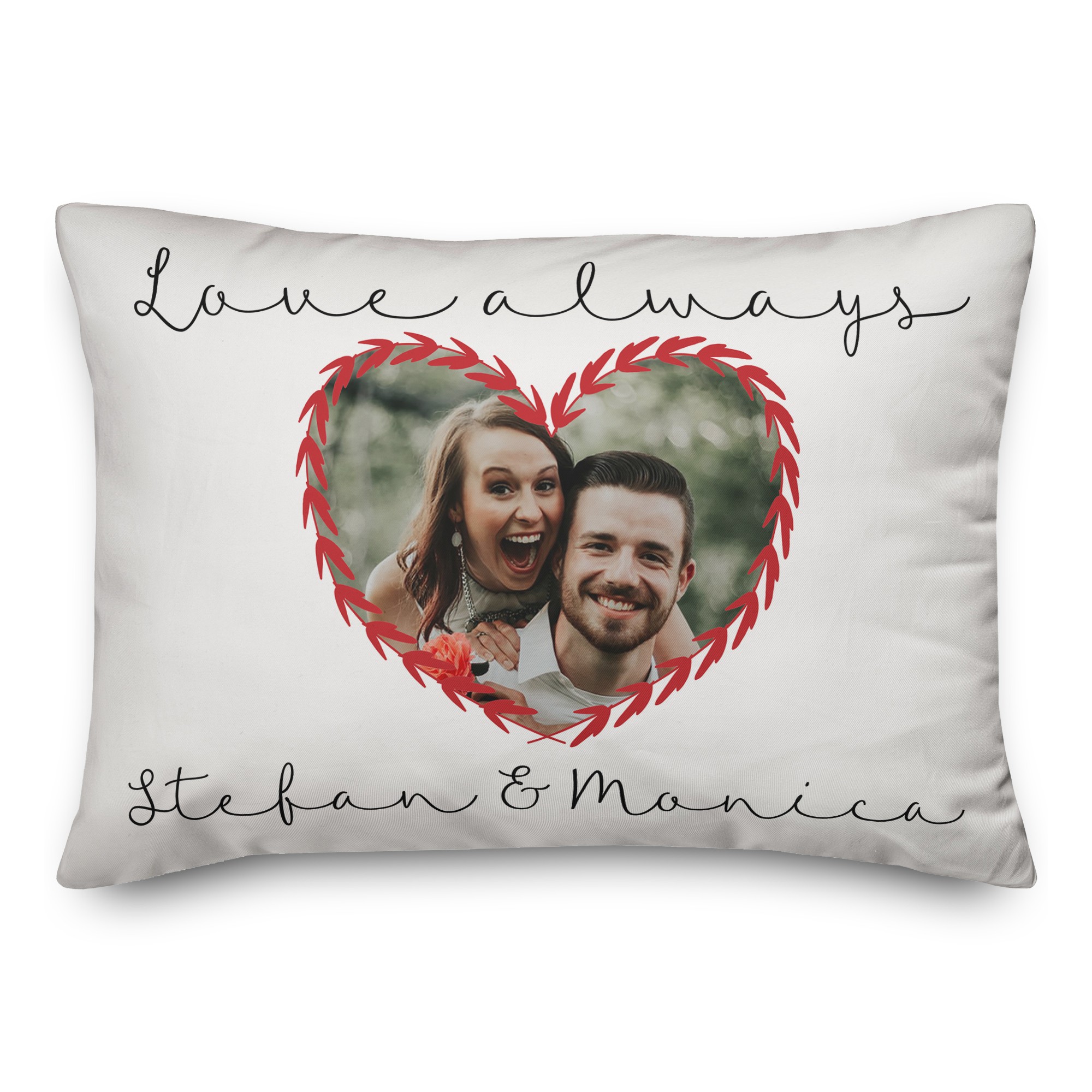 Love Always Heart 14x20 Personalized Spun Poly Pillow