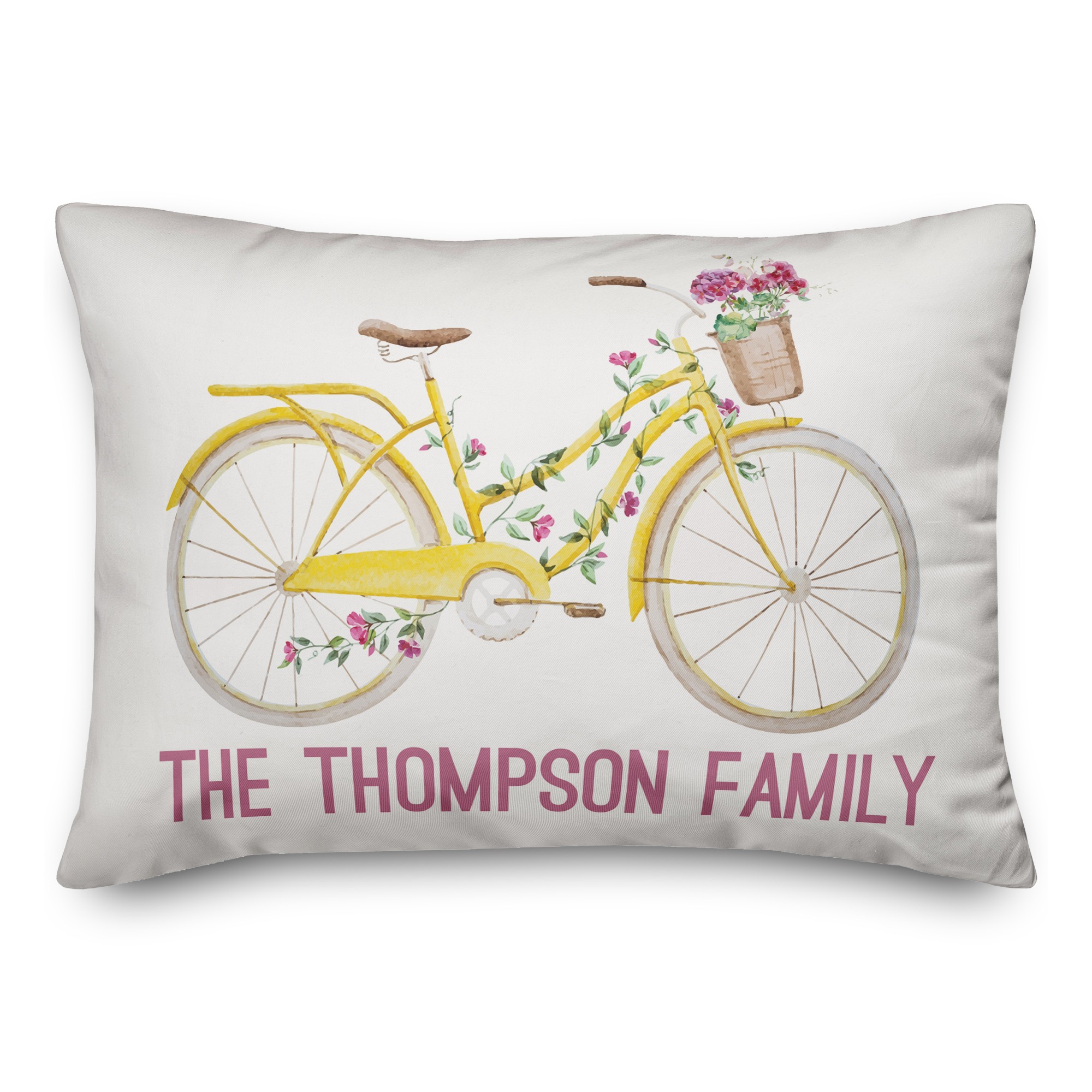 Flower Bike 14x20 Personalized Spun Poly Pillow