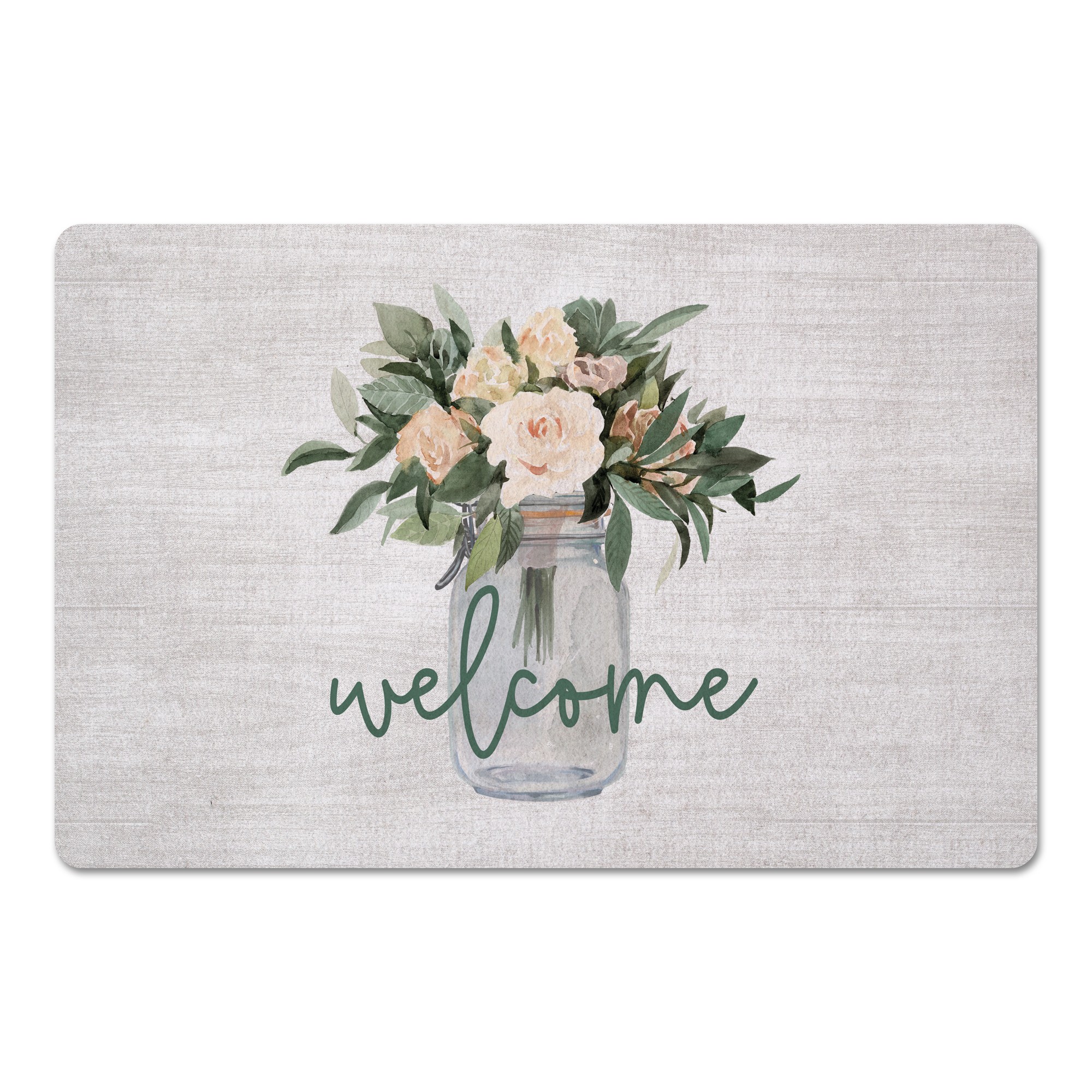 Welcome Jar of Flowers 27x18 Floor Mat