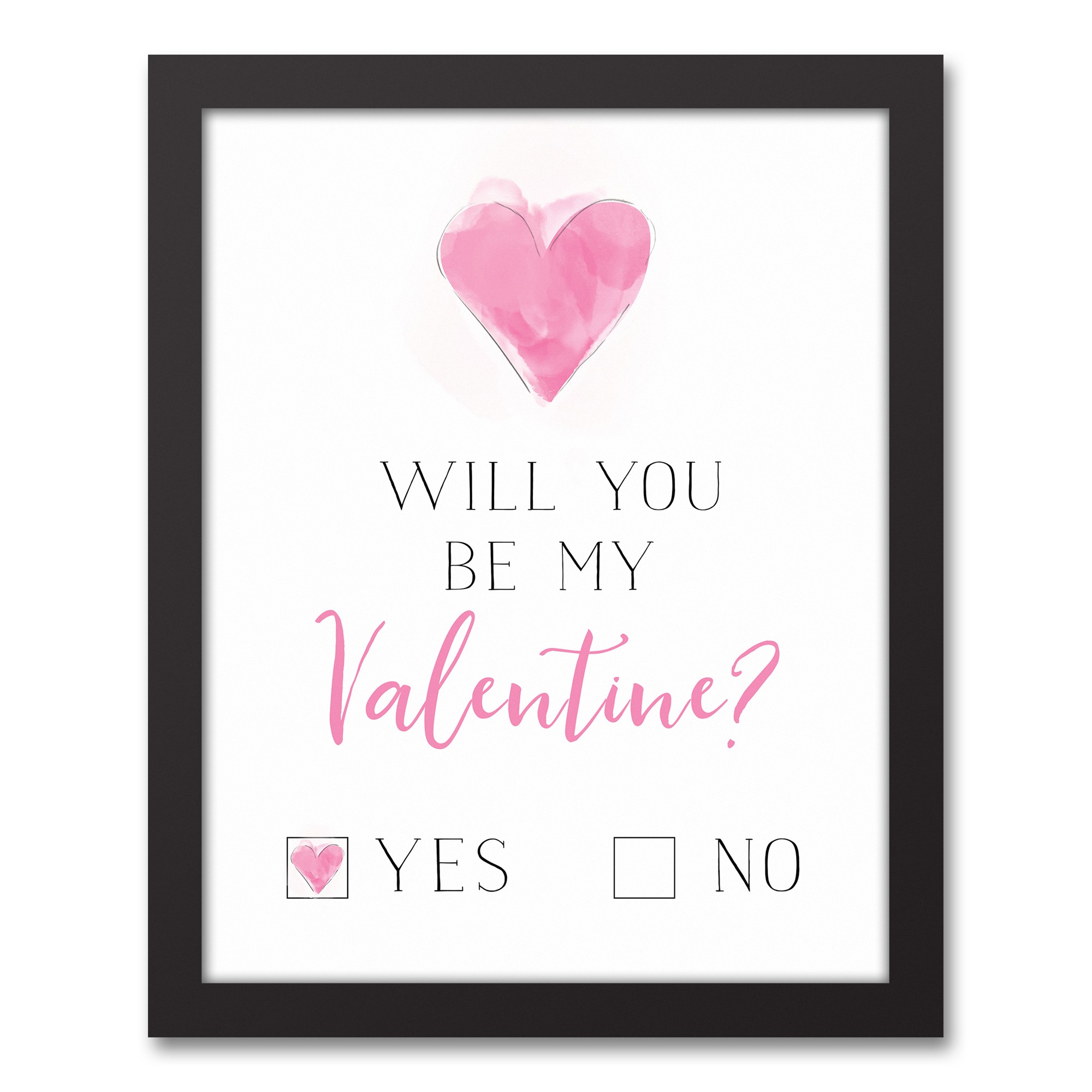 Valentine Check Yes or No 11x14 Black Framed Canvas