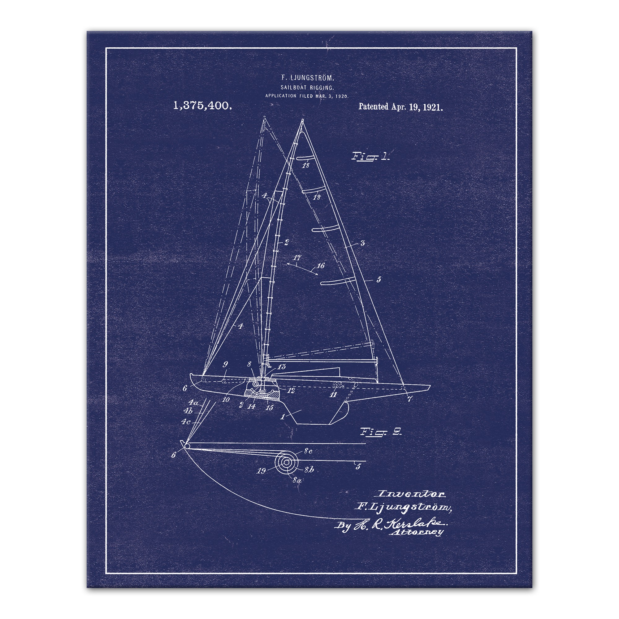 Vintage Boat Print 16x20 Canvas Wall Art