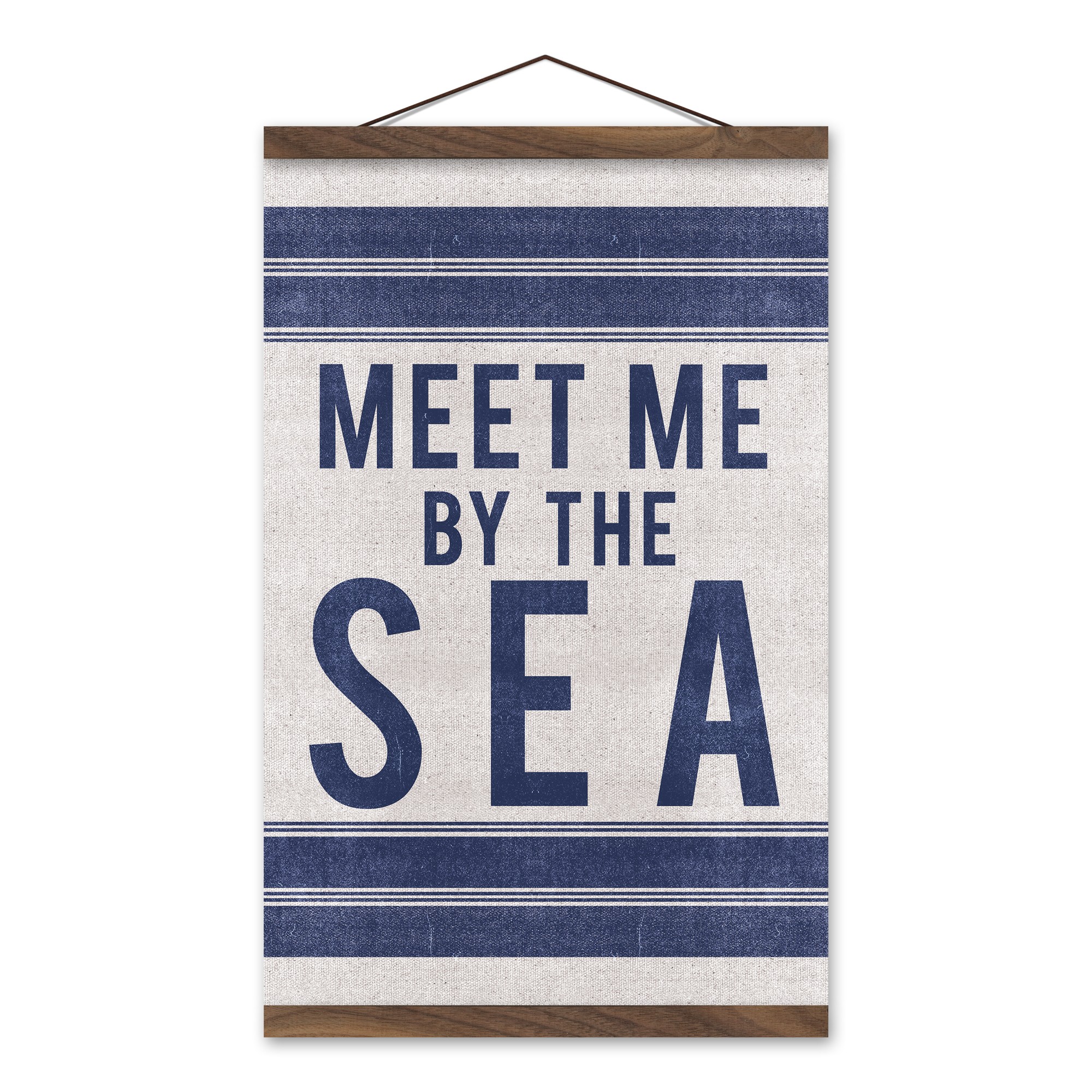 Meet Me by the Sea 12x18 Teak Hanging Canvas
