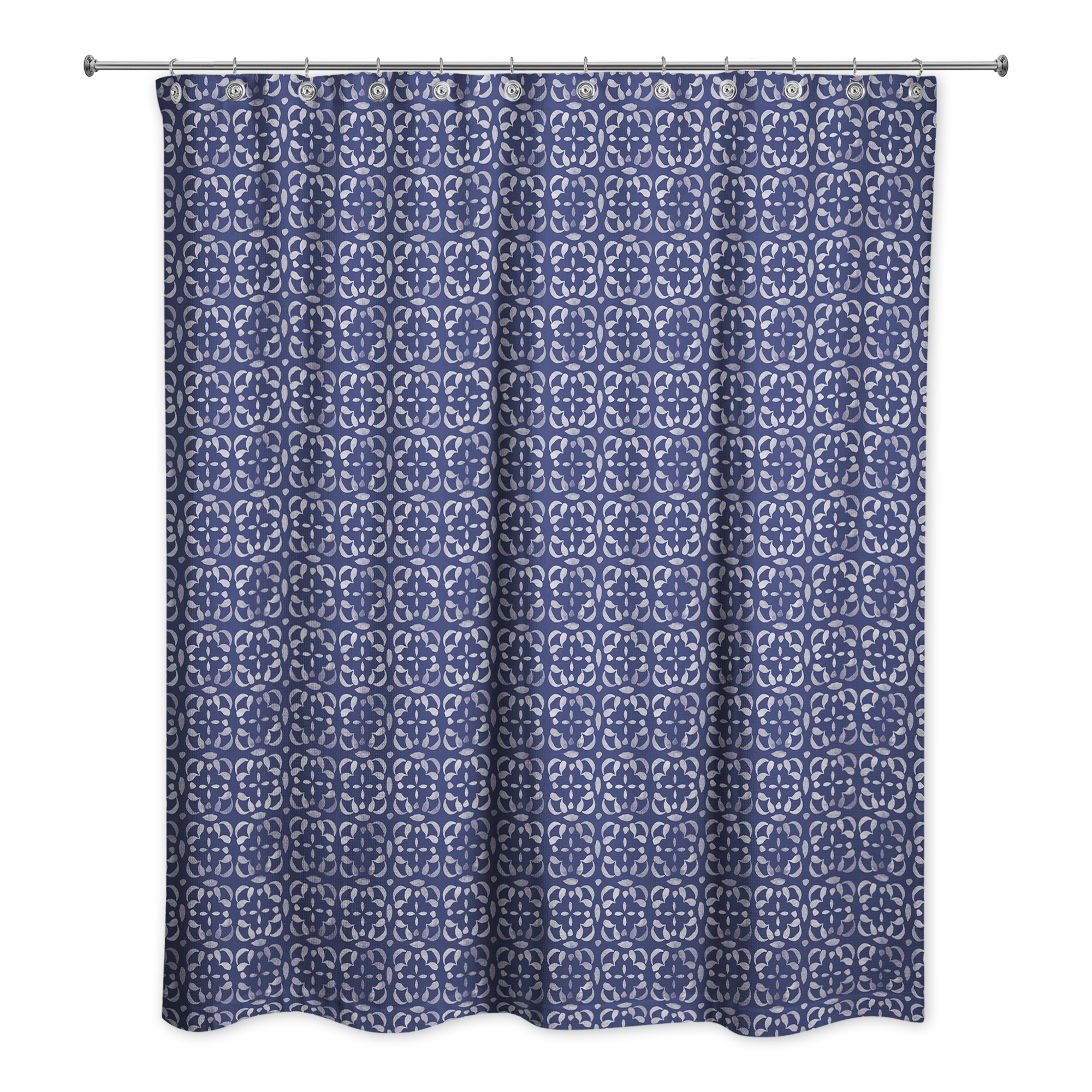 Navy Medallion Pattern 71x74 Shower Curtain