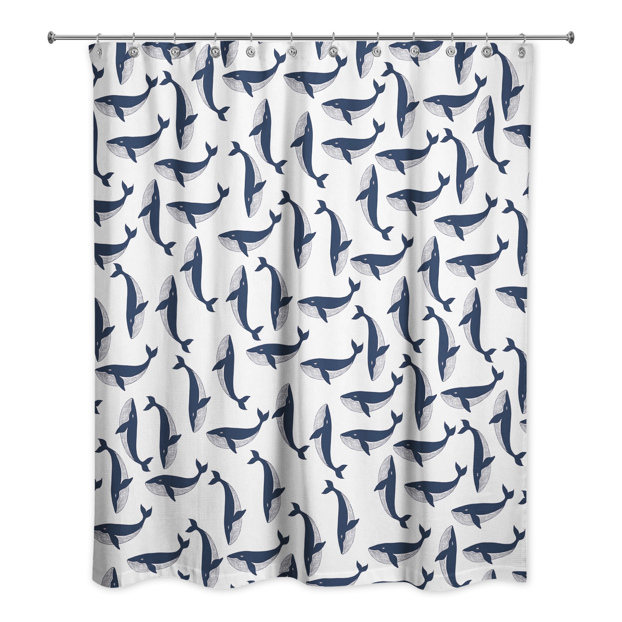 Whale Pattern 71x74 Shower Curtain