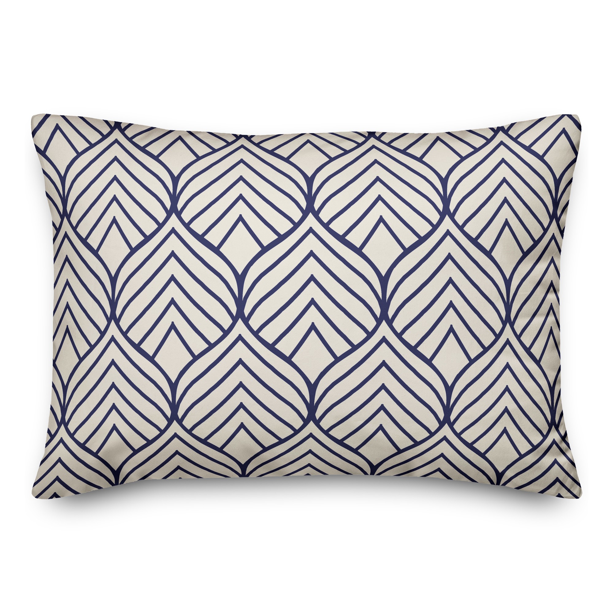Navy Geo Leaf Pattern 14x20 Indoor / Outdoor Pillow