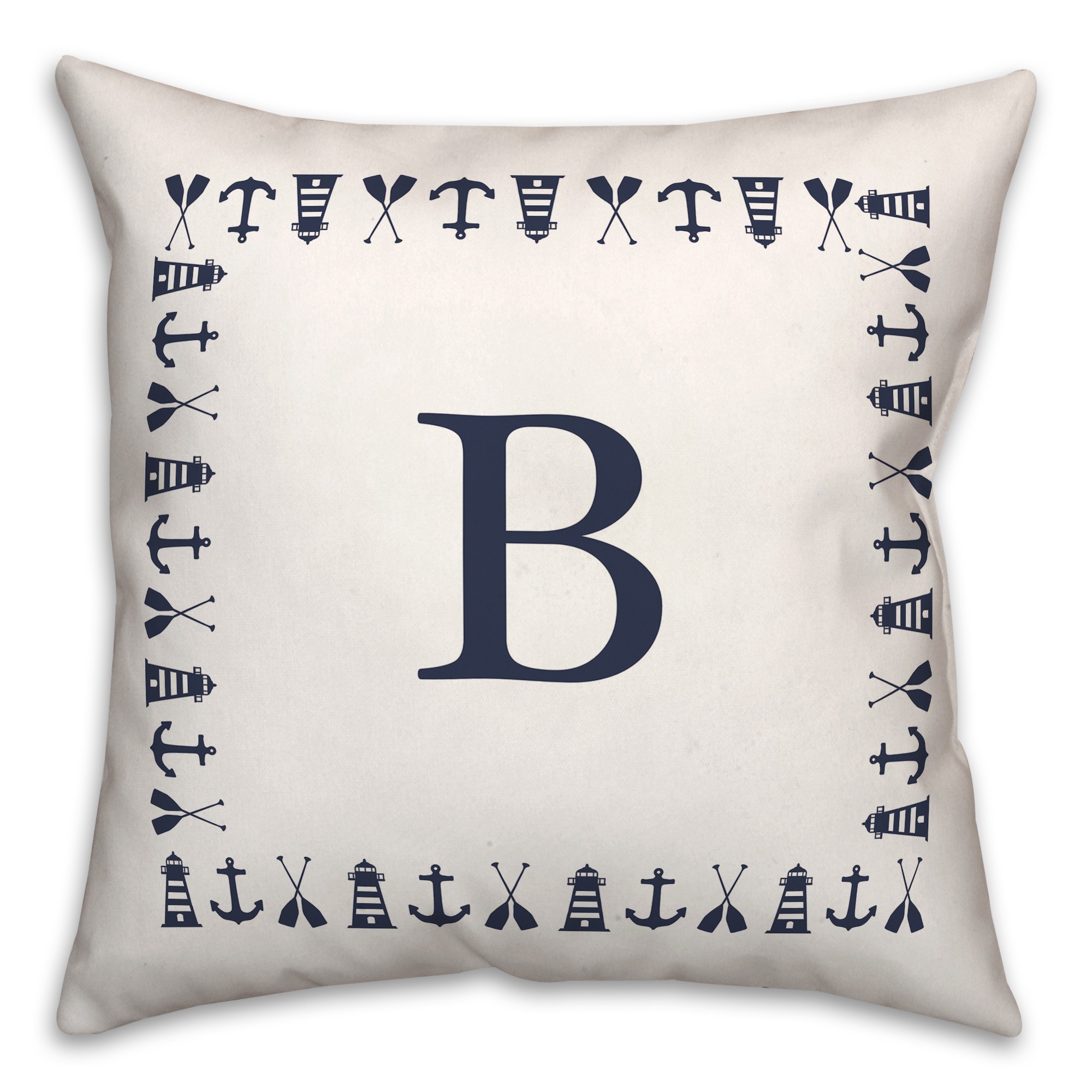 Nautical Monogram - B 18x18 Indoor / Outdoor Pillow