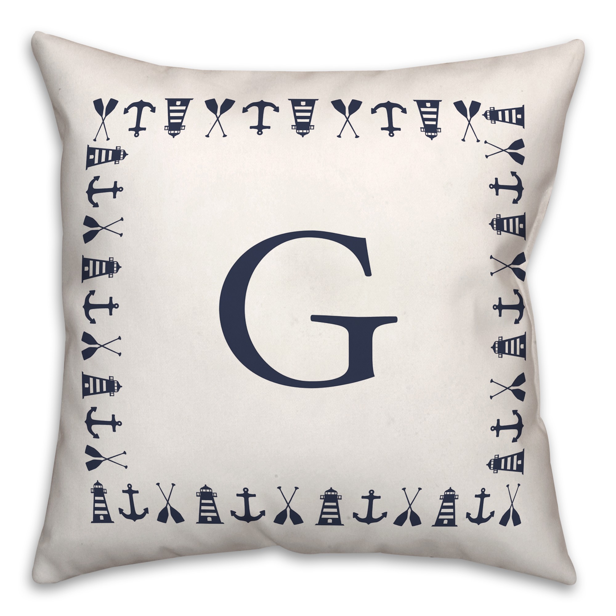 Nautical Monogram - G 18x18 Indoor / Outdoor Pillow