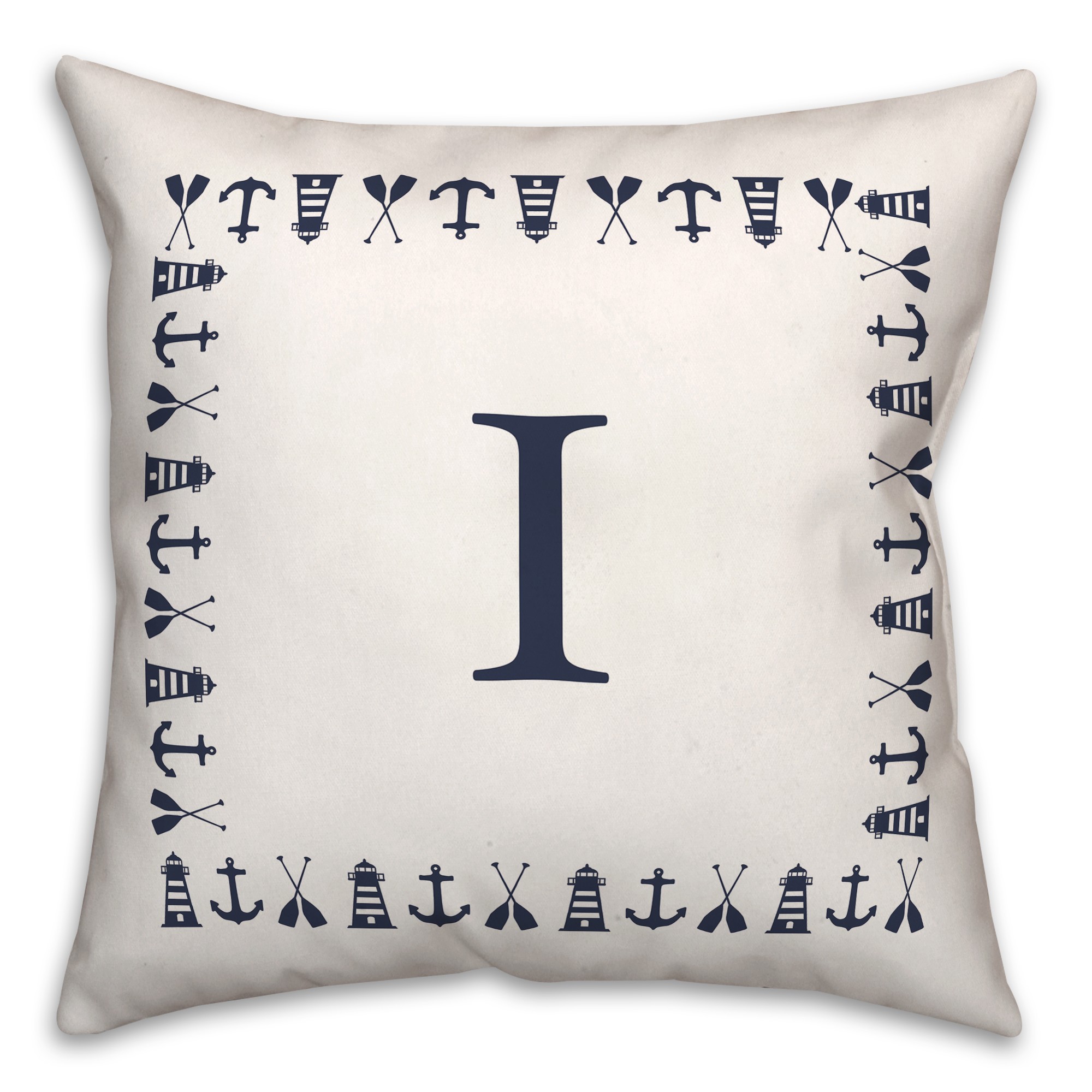 Nautical Monogram - I 18x18 Indoor / Outdoor Pillow