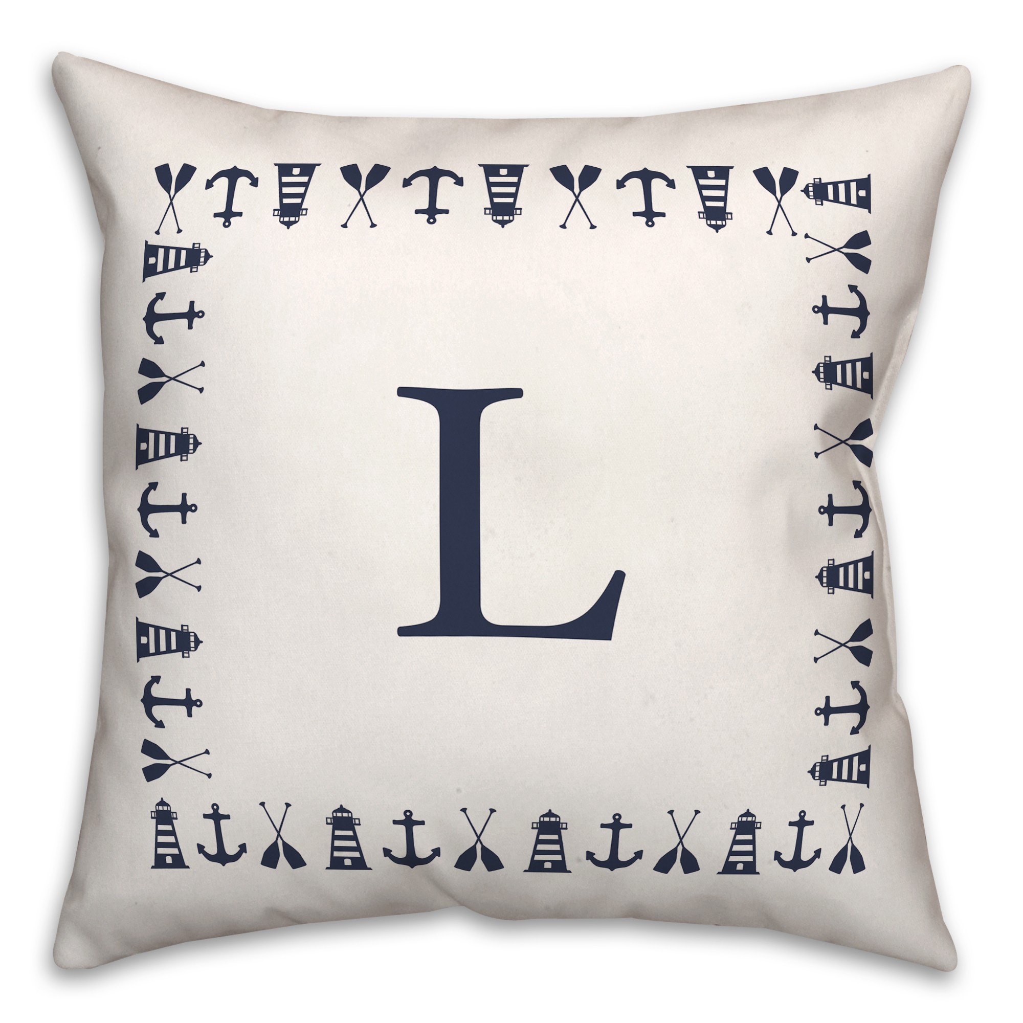 Nautical Monogram - L 18x18 Indoor / Outdoor Pillow