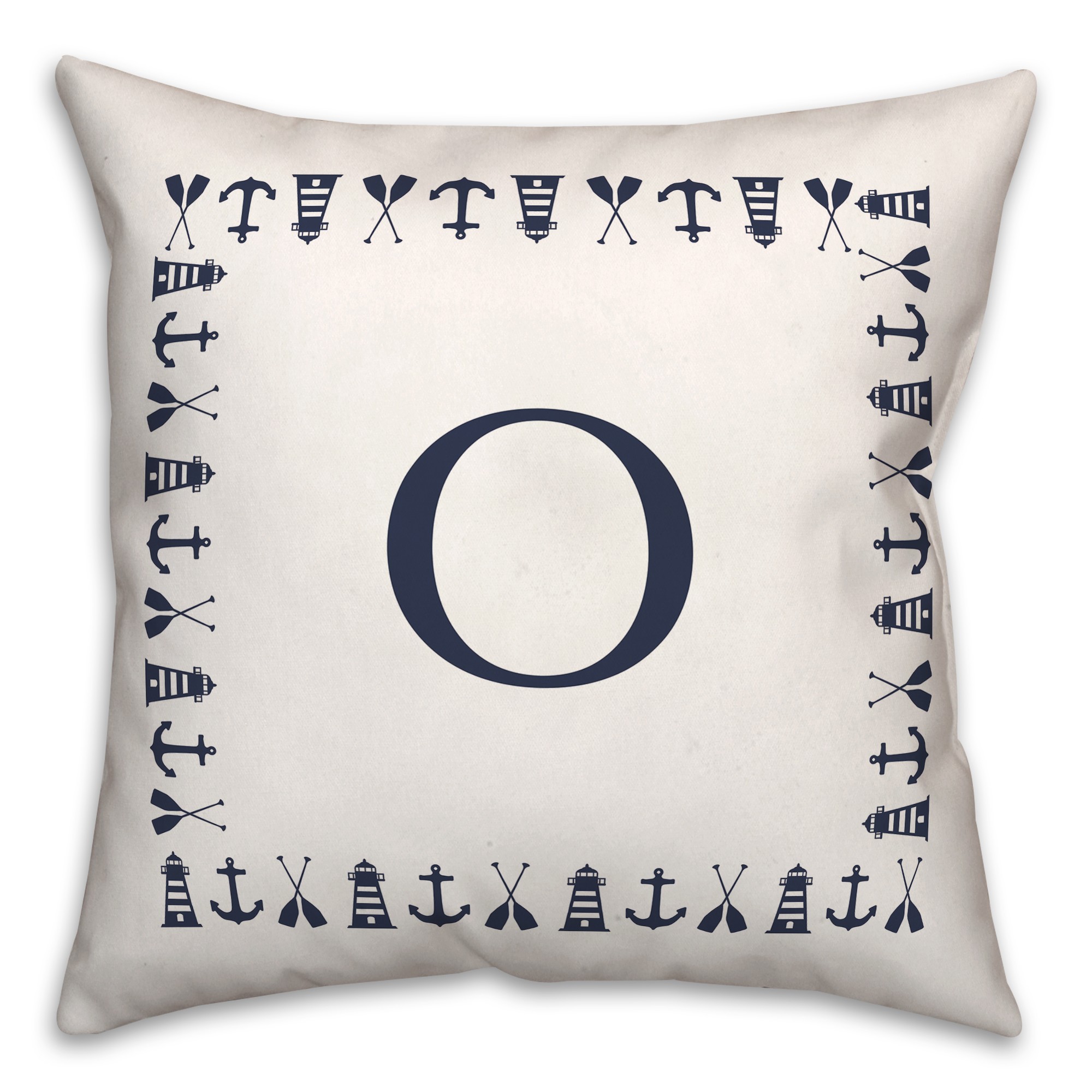 Nautical Monogram - O 18x18 Indoor / Outdoor Pillow