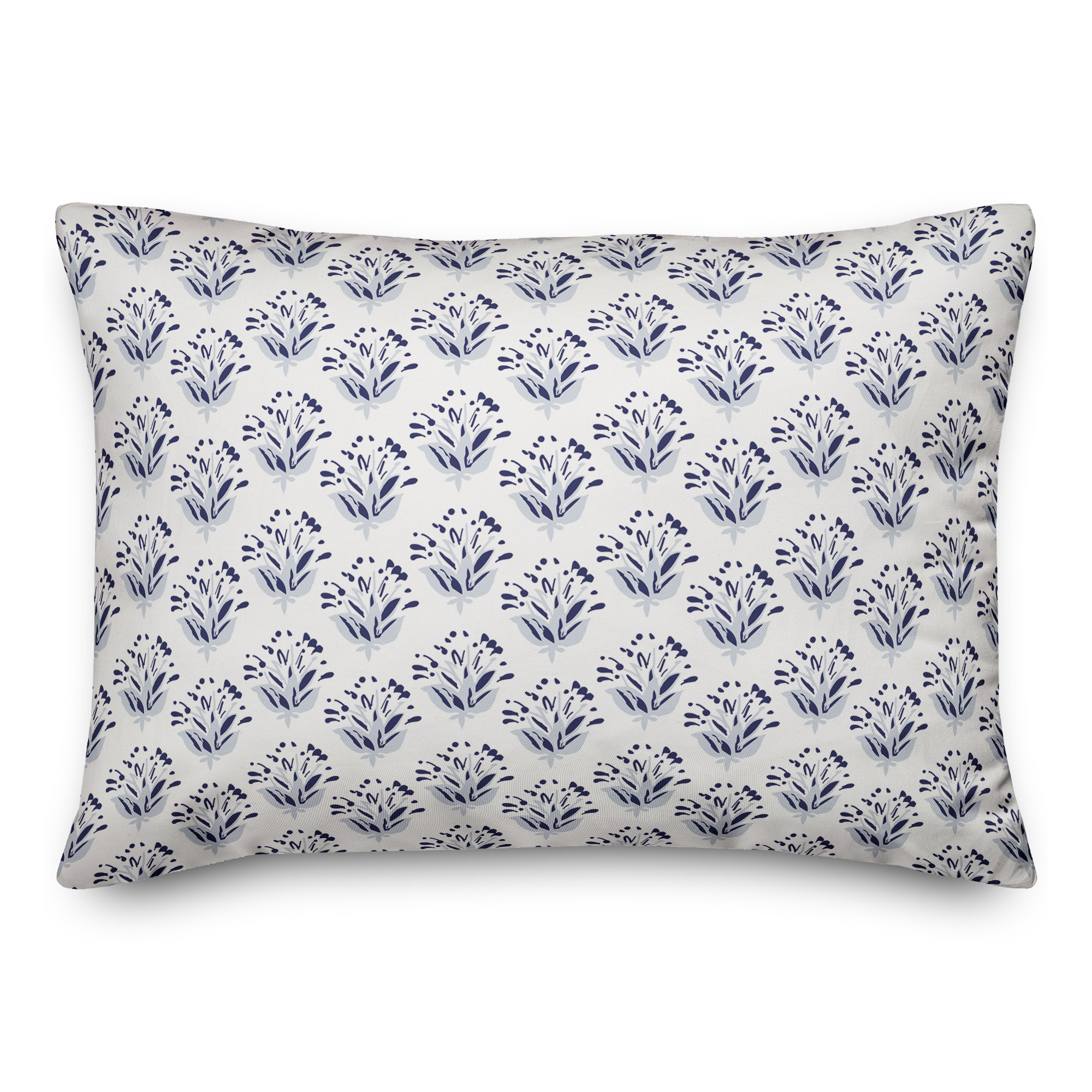 Blue Floral Pattern 14x20 Indoor / Outdoor Pillow