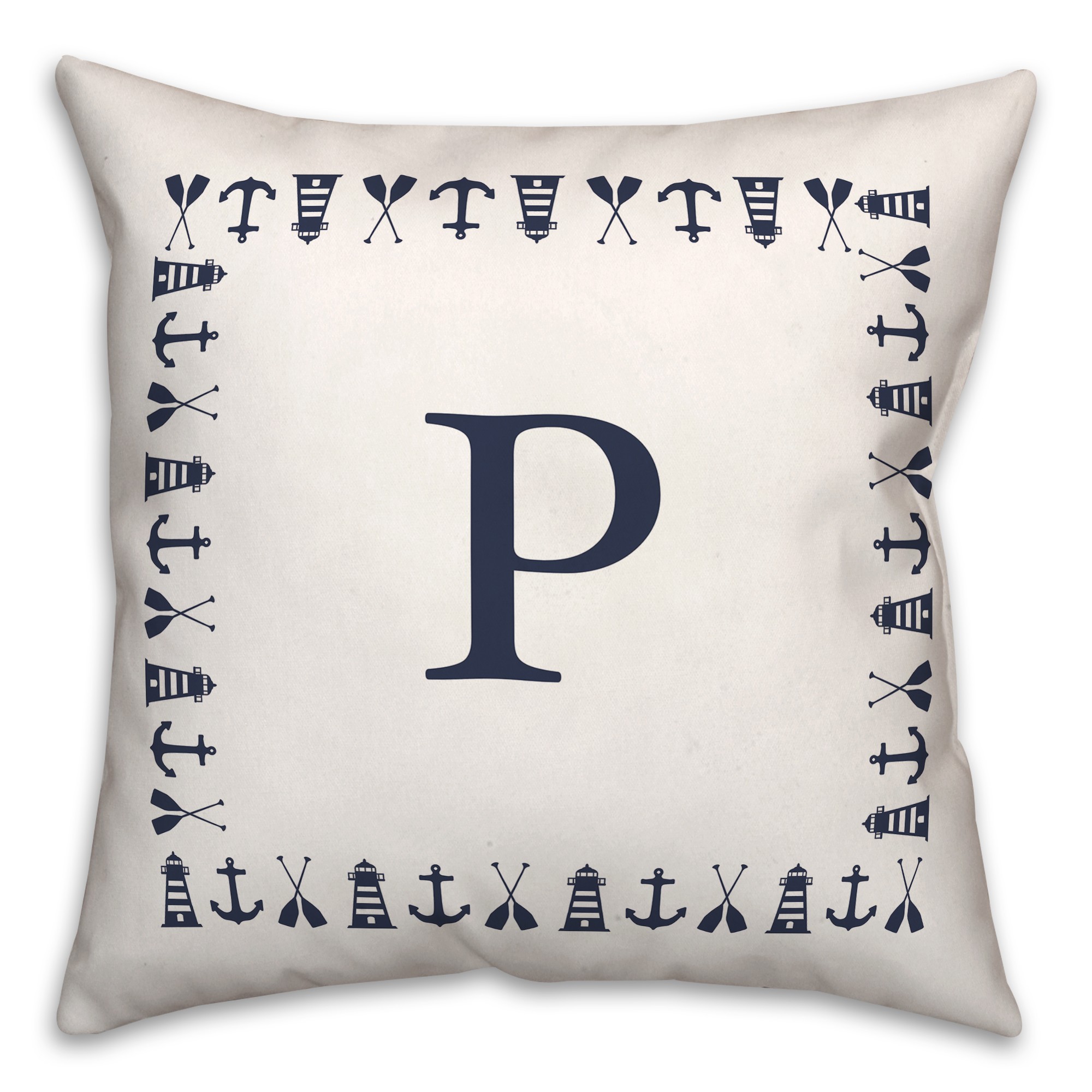 Nautical Monogram - P 18x18 Indoor / Outdoor Pillow