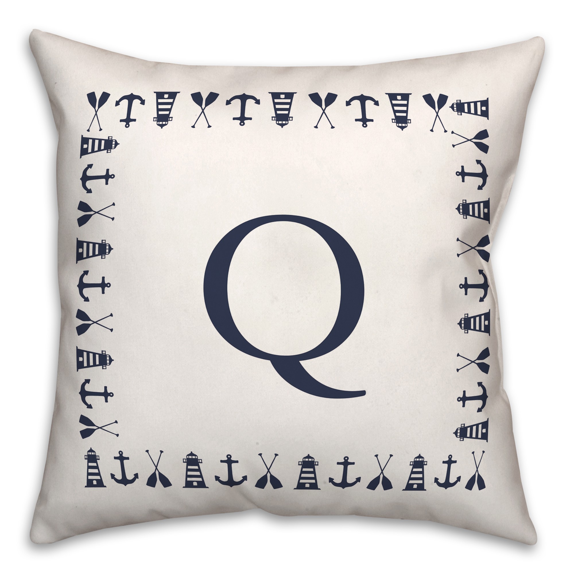Nautical Monogram - Q 18x18 Indoor / Outdoor Pillow