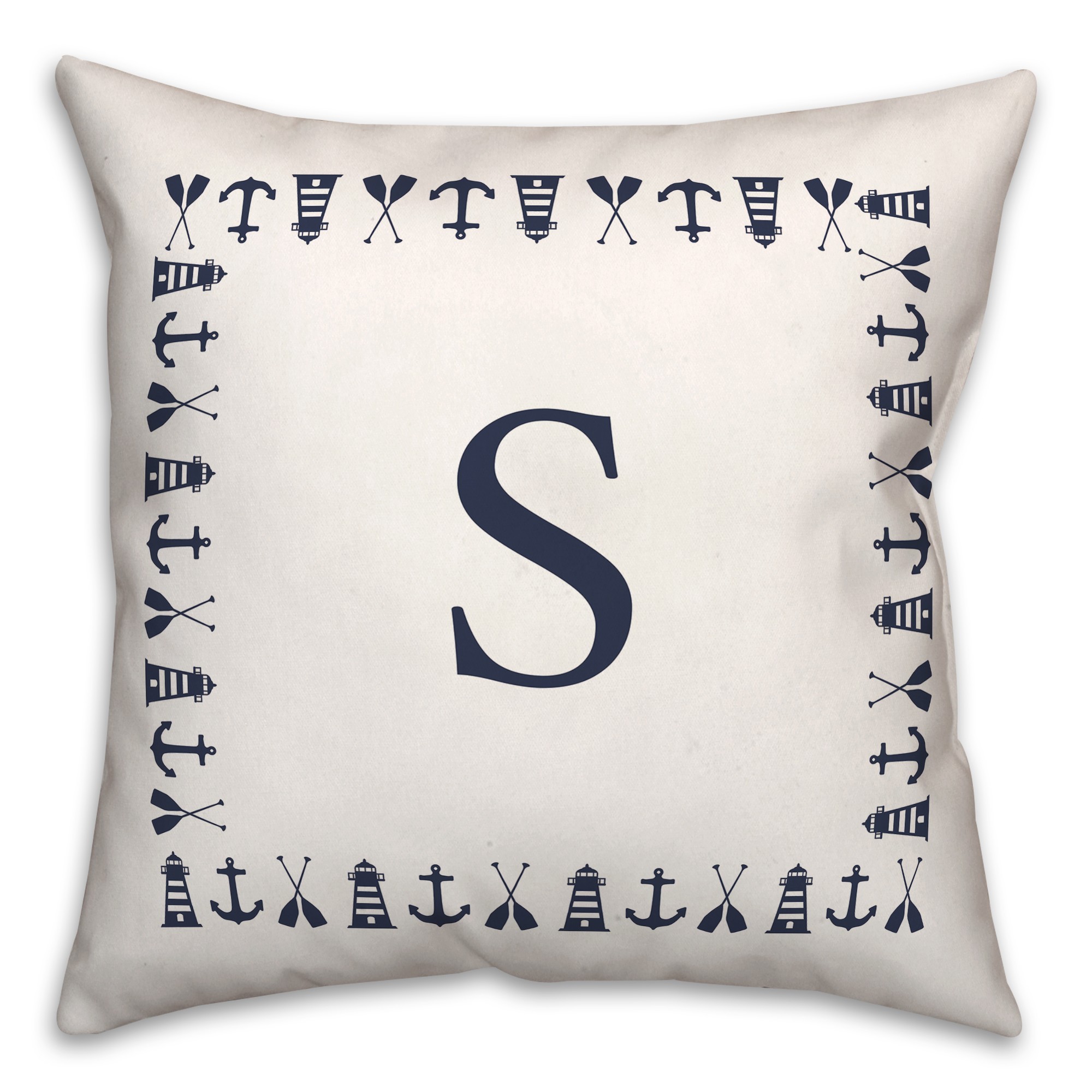 Nautical Monogram - S 18x18 Indoor / Outdoor Pillow