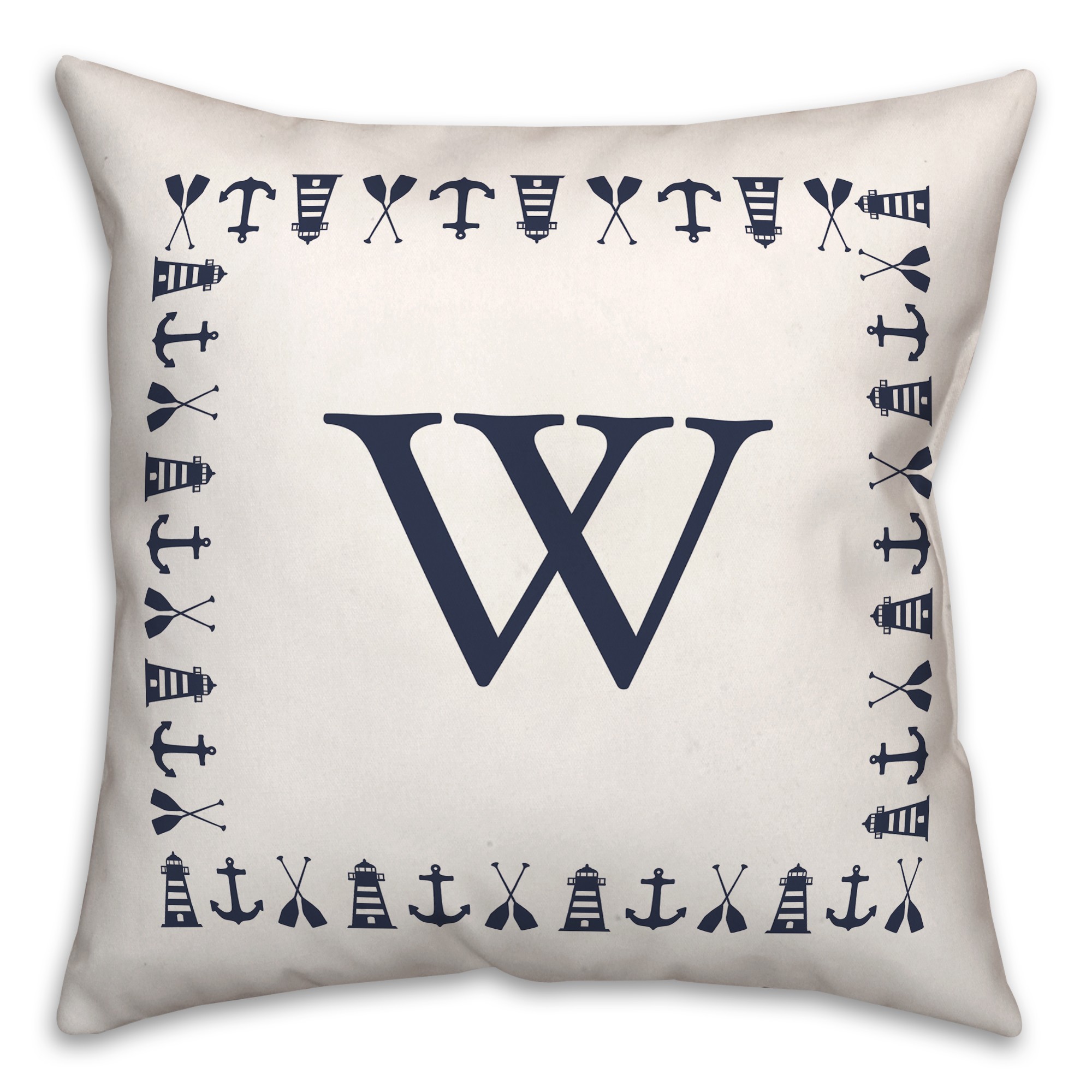Nautical Monogram - W 18x18 Indoor / Outdoor Pillow