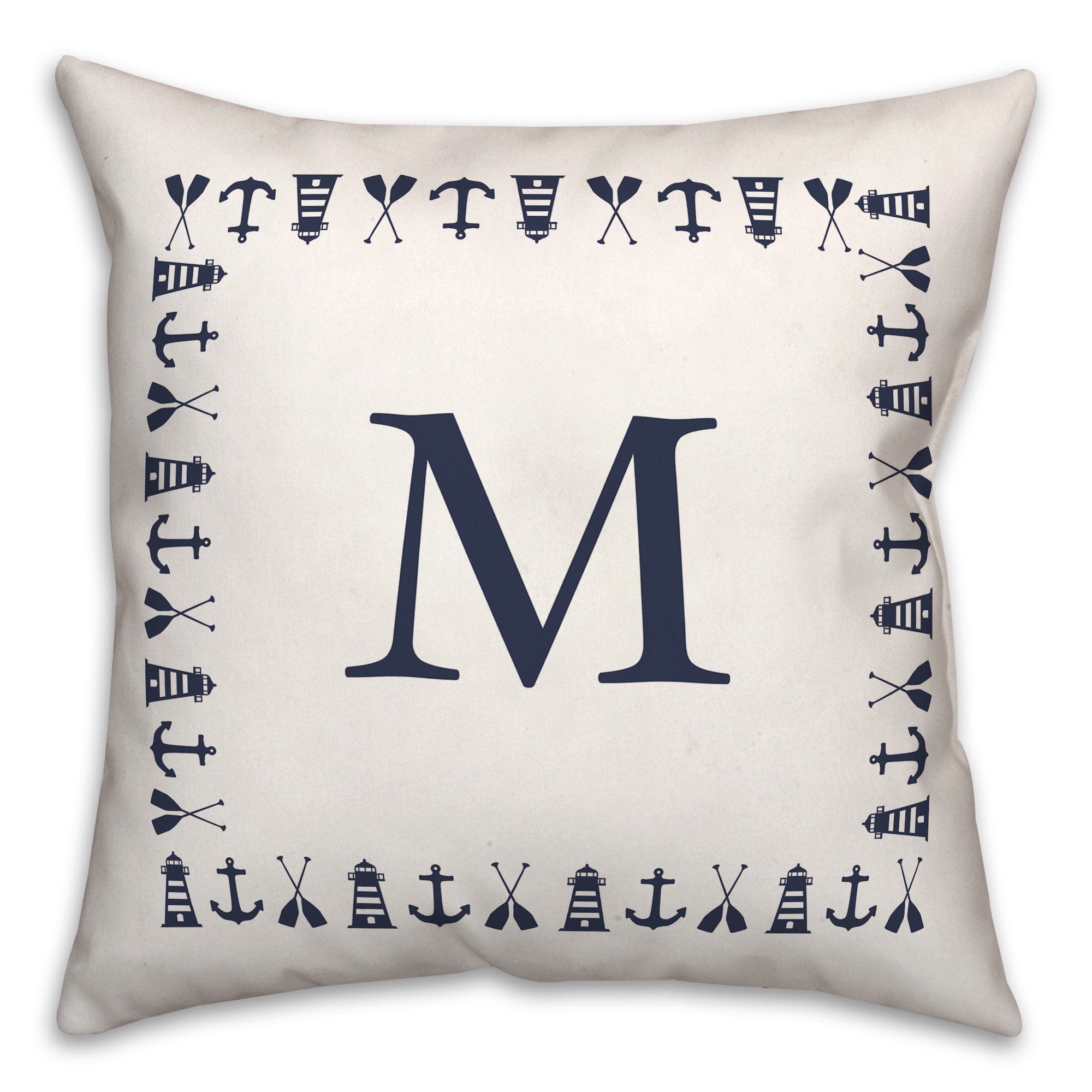 Nautical Monogram - M 18x18 Indoor / Outdoor Pillow