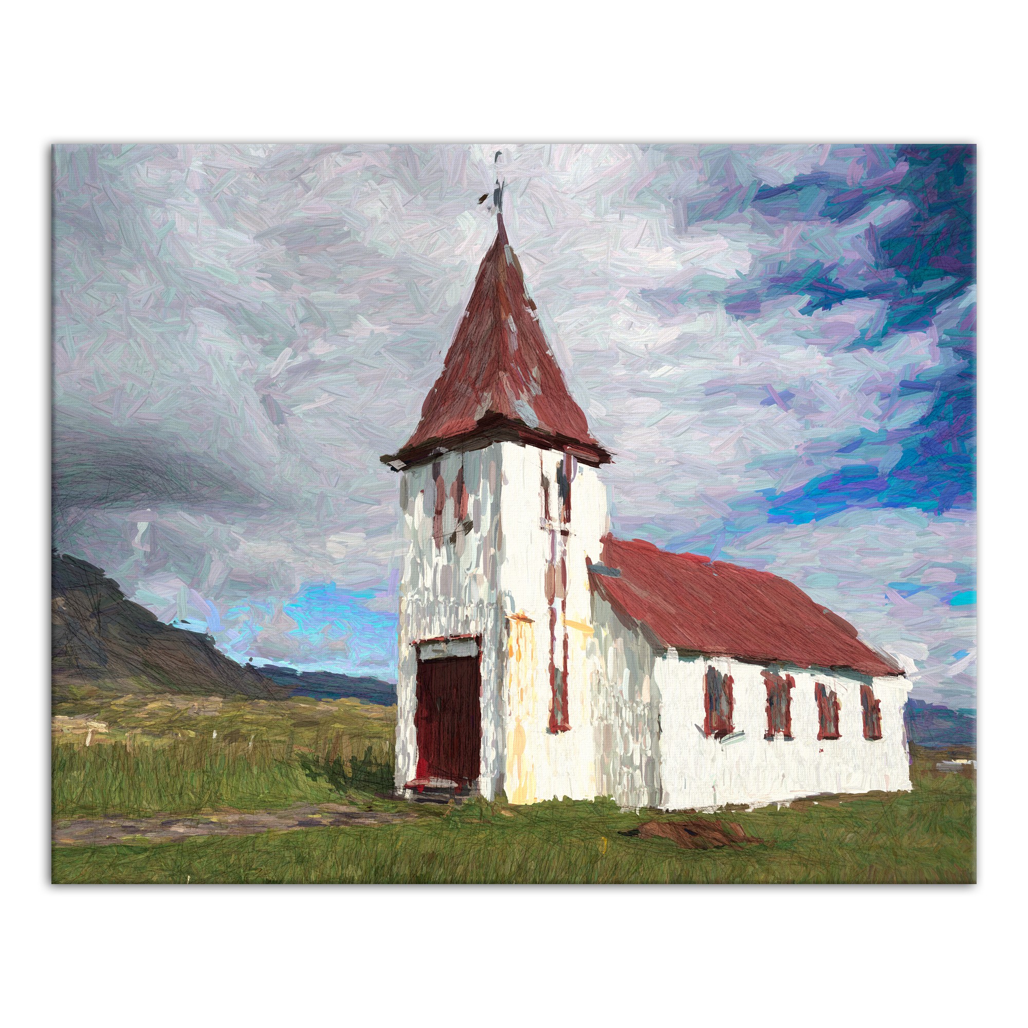 Landscape Church Setting 30x24 Canvas Wall Art