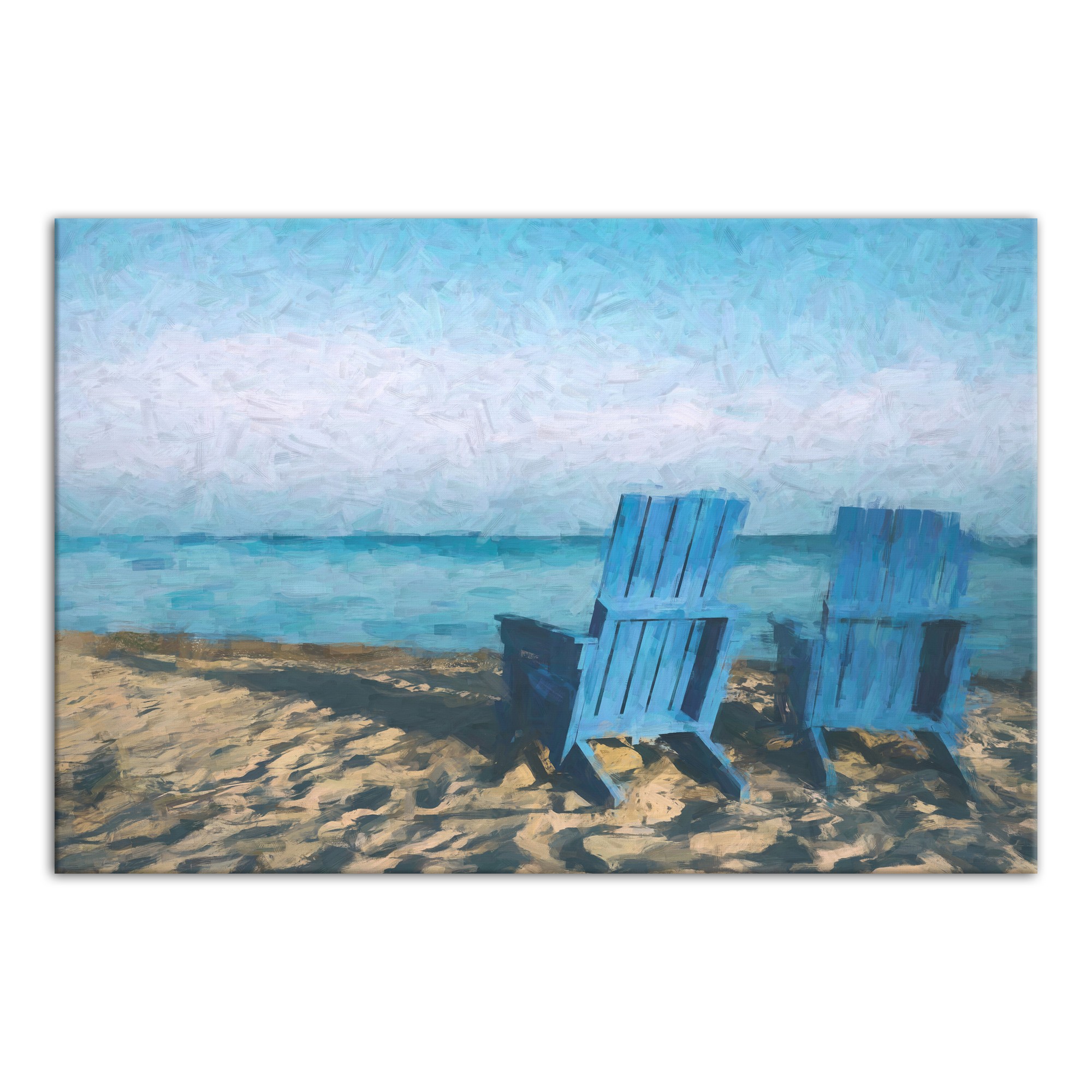 Blue Beach Chairs 24x16 Canvas Wall Art
