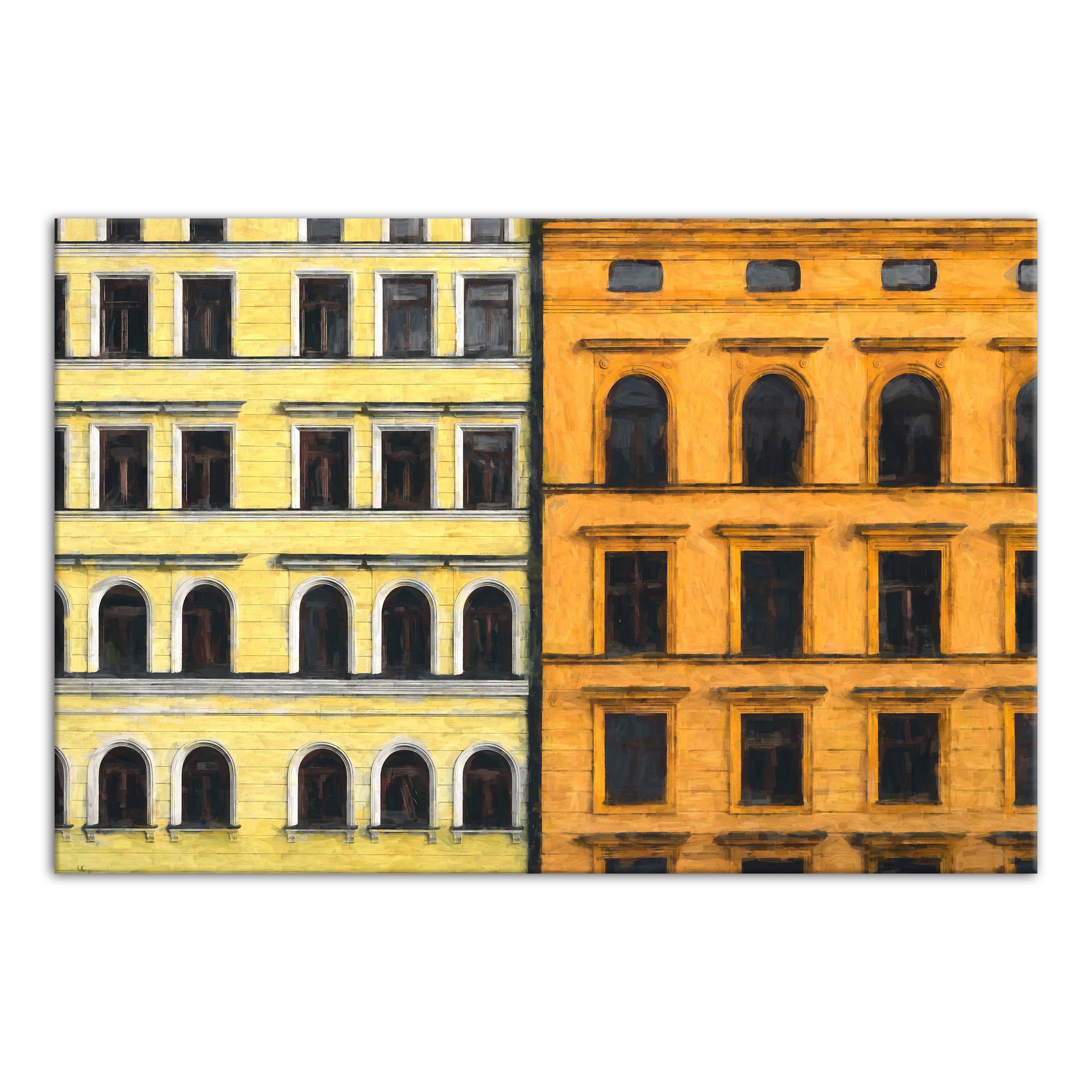 Yellow Buildings 24x16 Canvas Wall Art