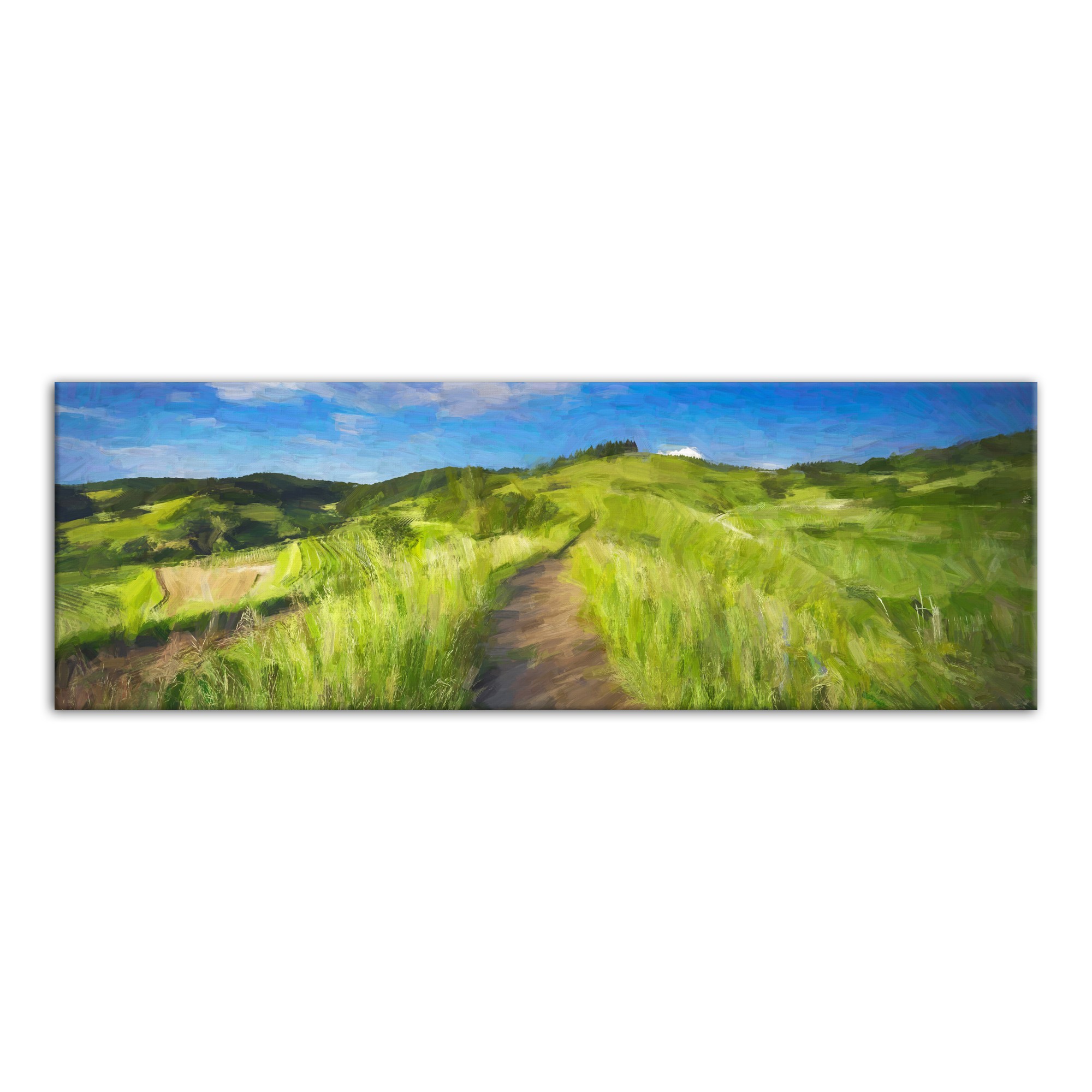 Bright Green Landscape 36x12 Canvas Wall Art