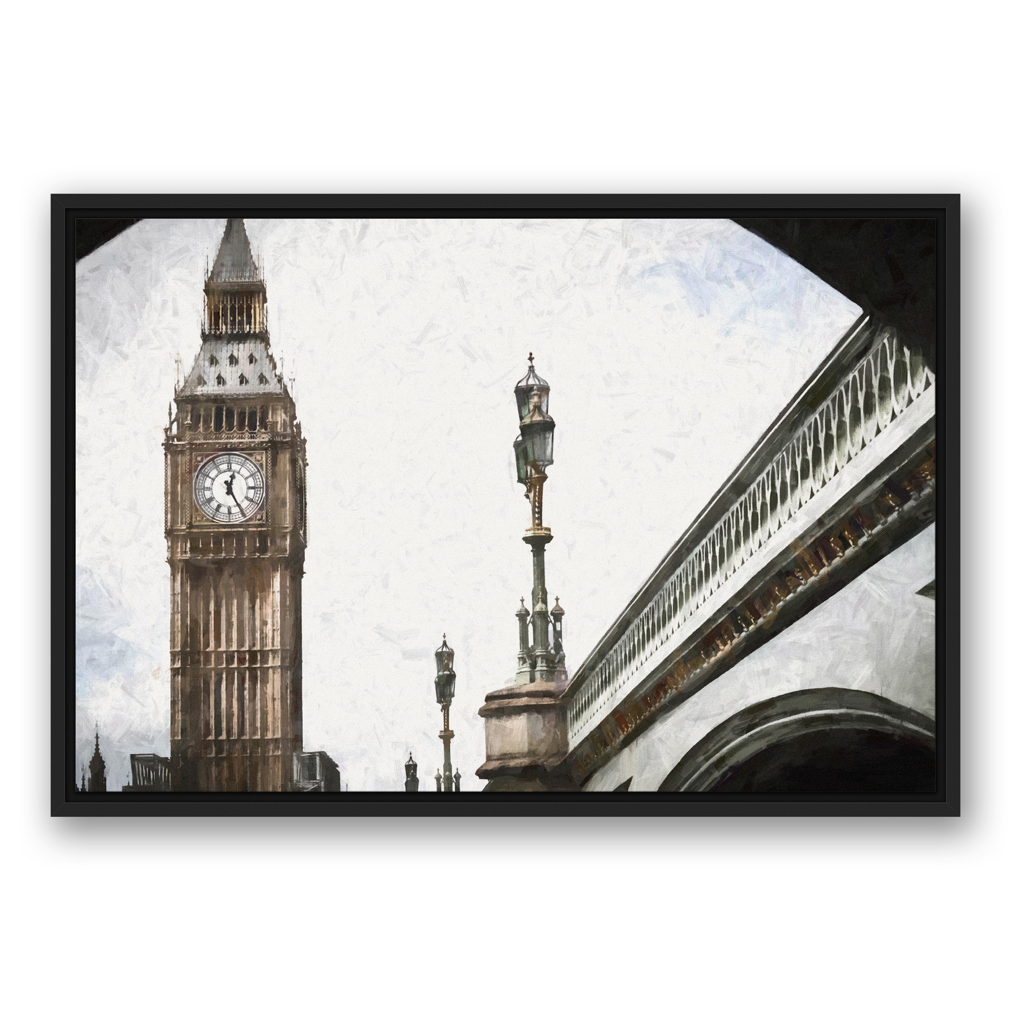 Big Ben 30x20 Black Floating Framed Canvas