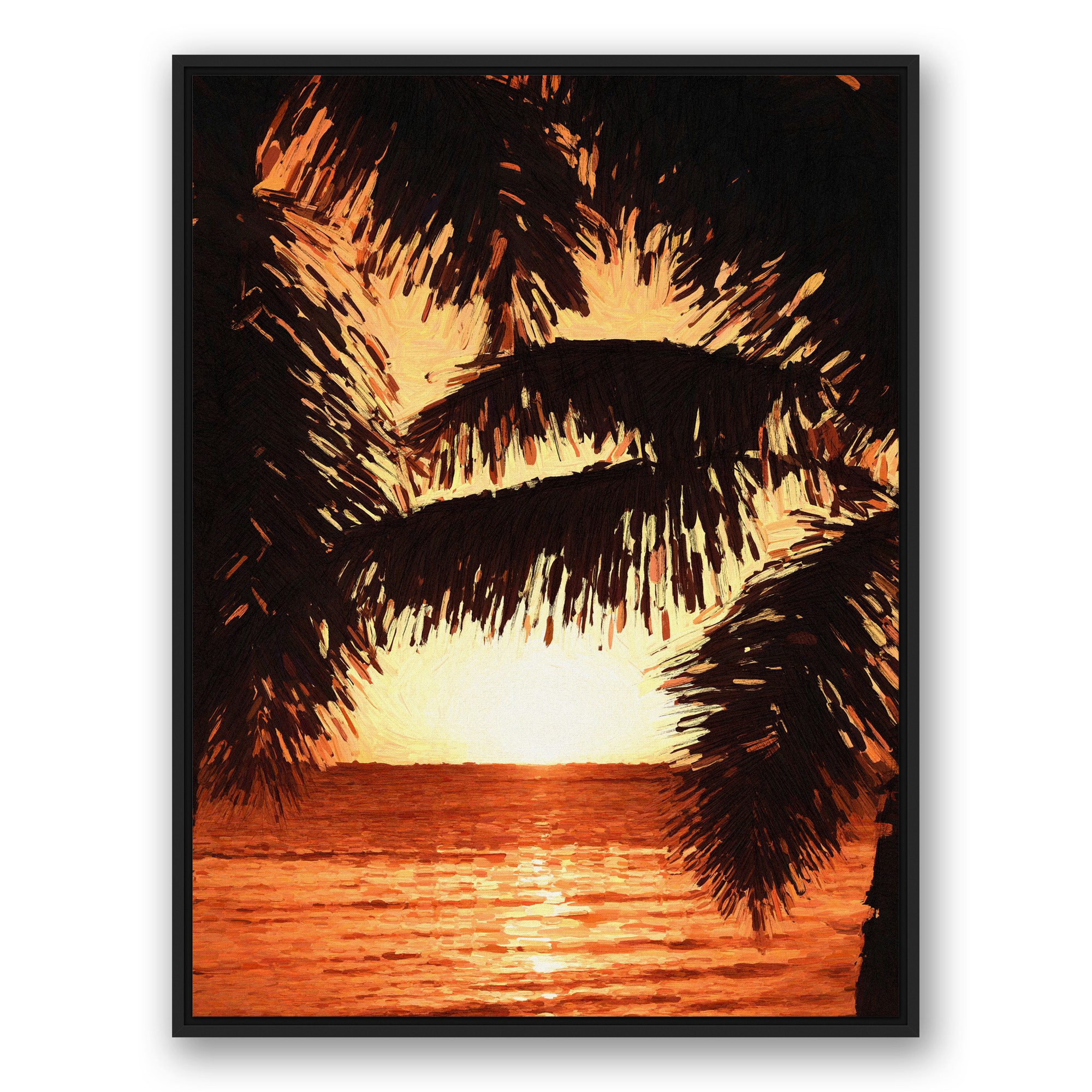 Coastal Sunset 30x40 Black Floating Framed Canvas