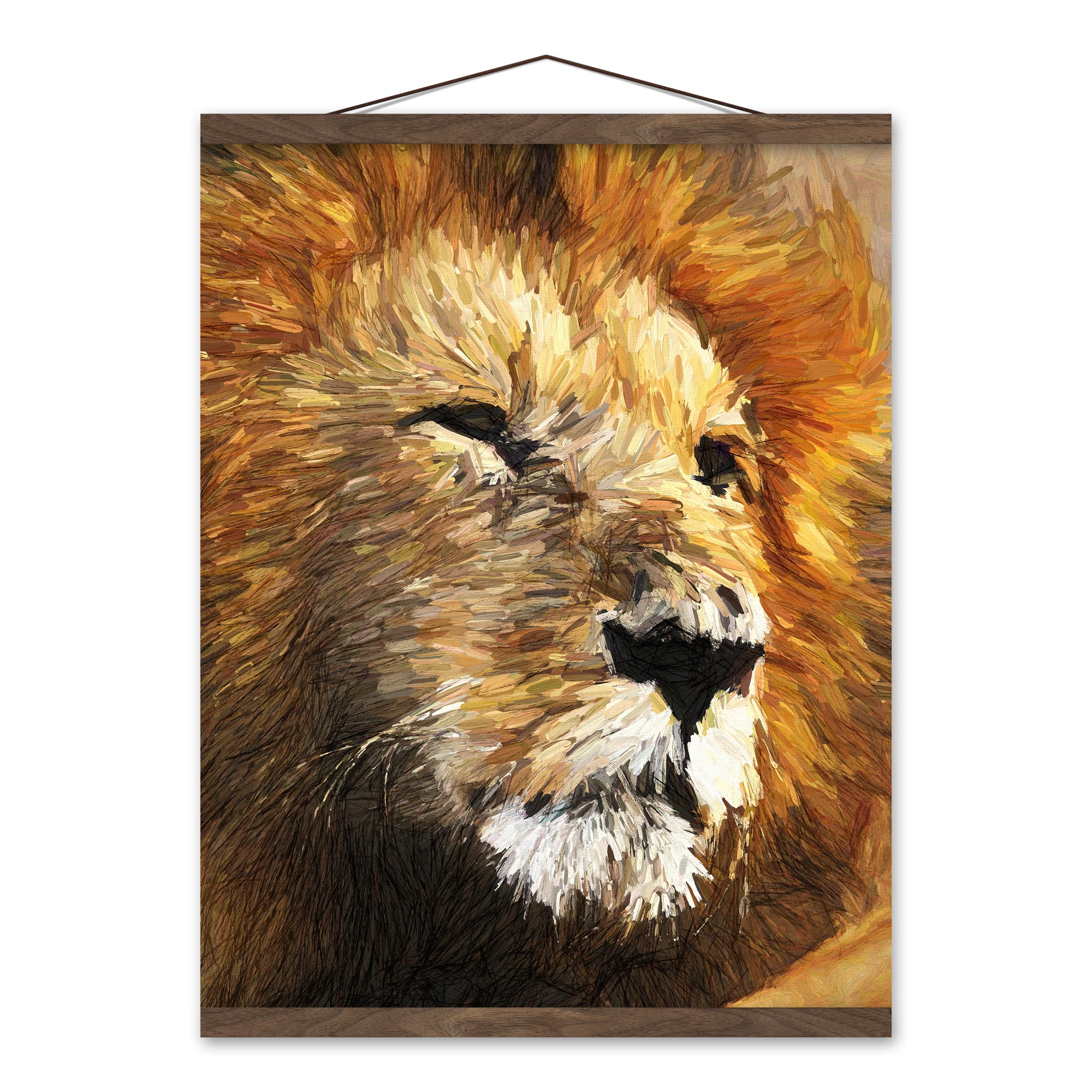 Golden Lion 16x20 Teak Hanging Canvas