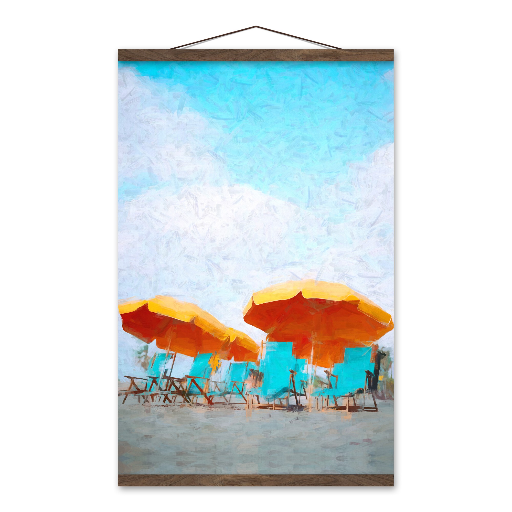 Orange Beach Umbrellas 16x24 Teak Hanging Canvas