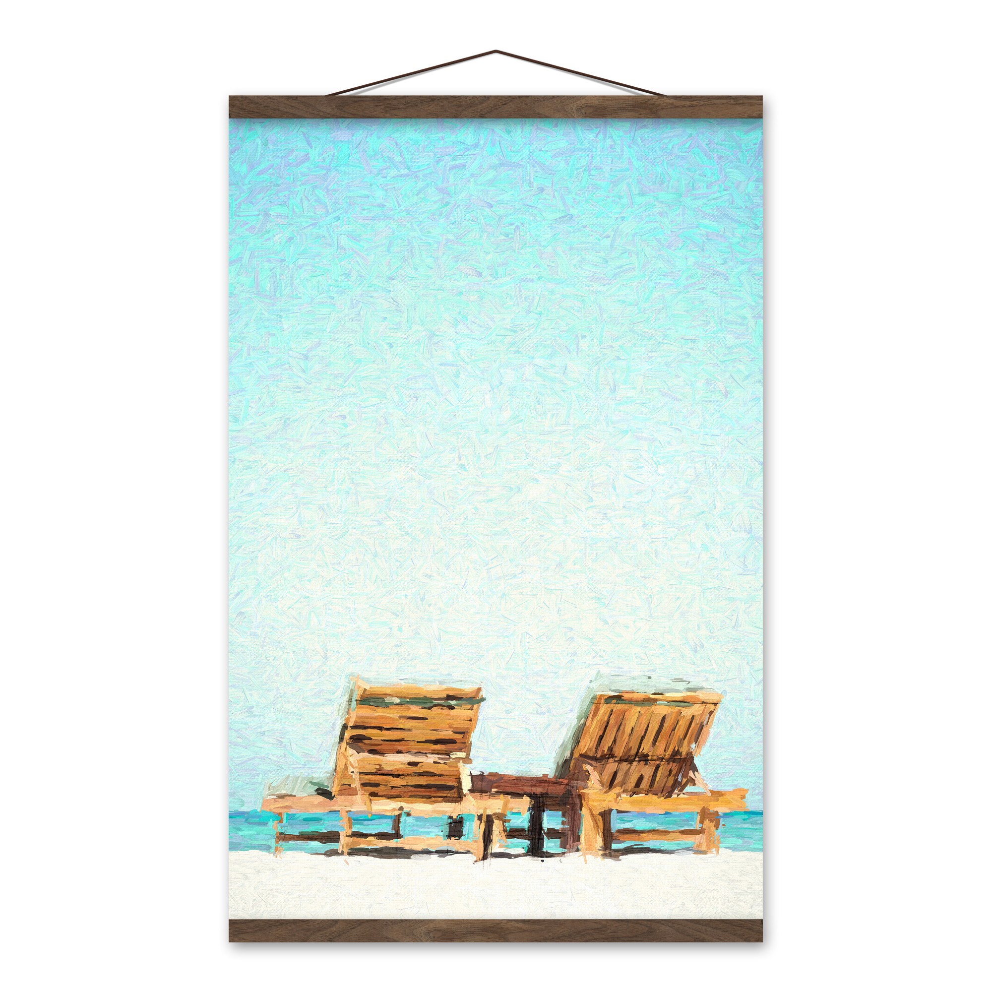 Two Beach Chairs 16x24 Teak Hanging Canvas