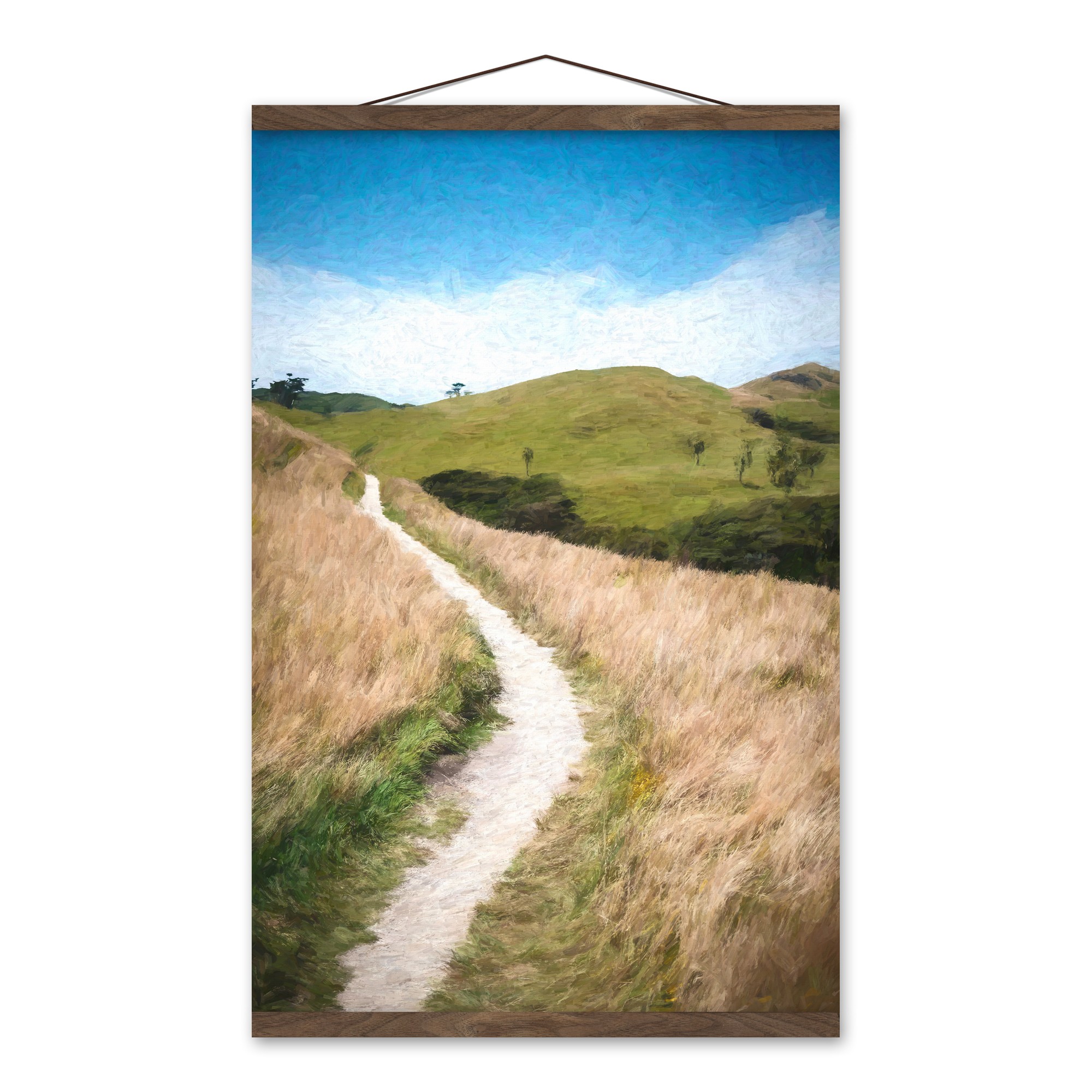 Grassy Path 16x24 Teak Hanging Canvas