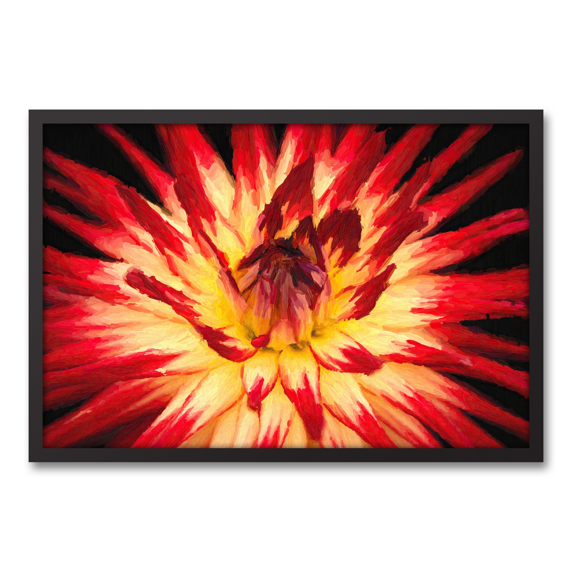 Fiery Flower 30x20 Black Framed Canvas