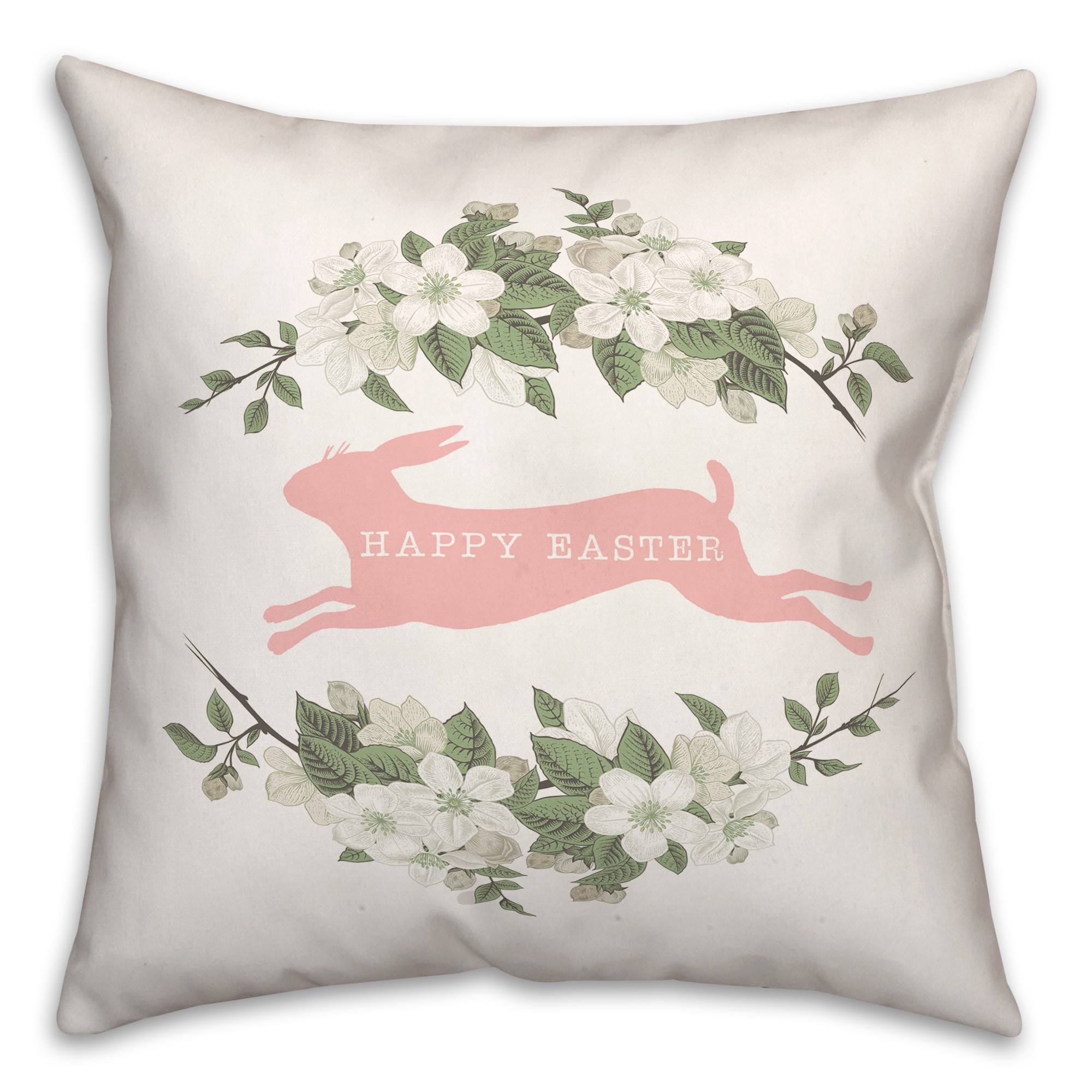 Floral Hare 18x18 Spun Poly Pillow