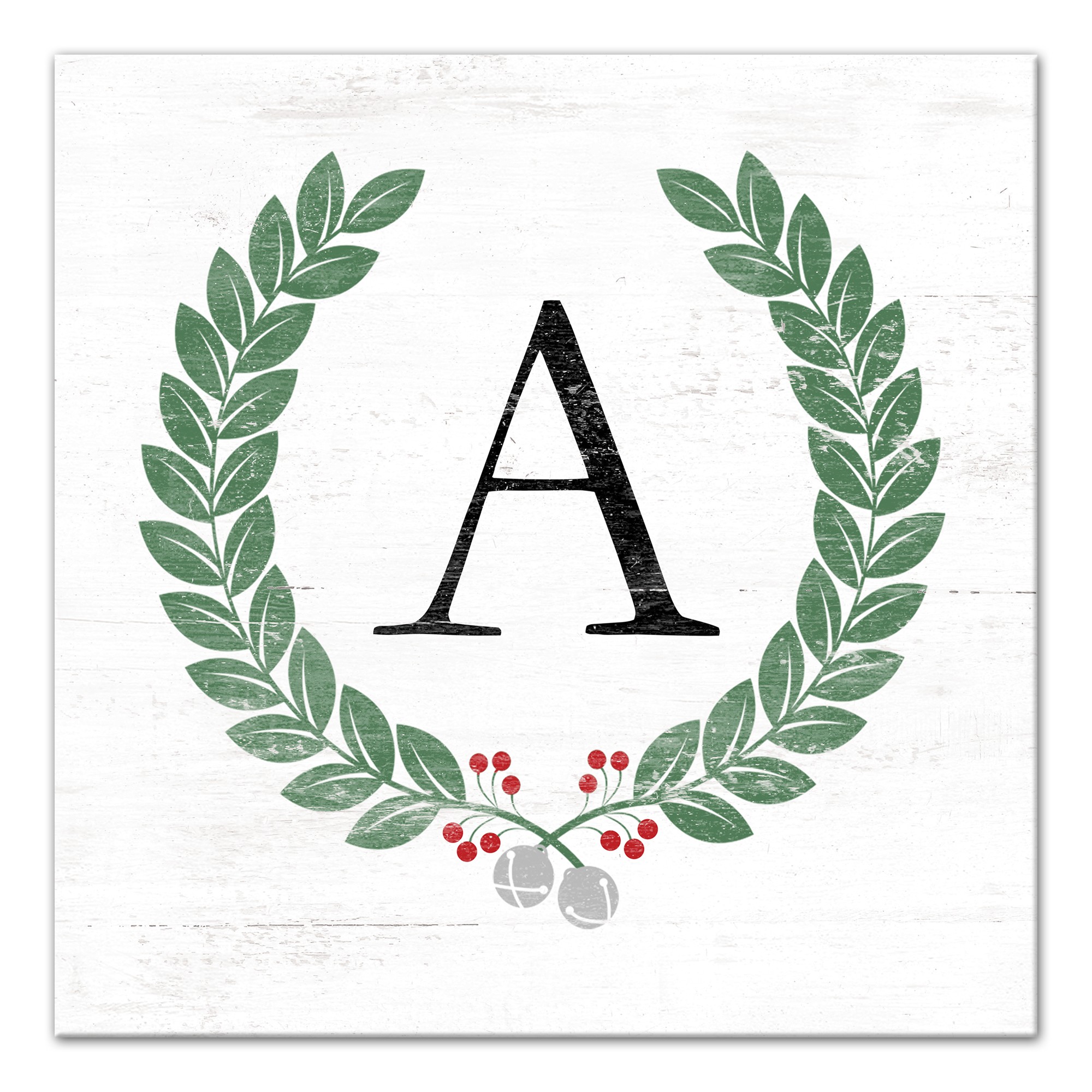 Monogram Wreath 16x16 Personalized Canvas Wall Art