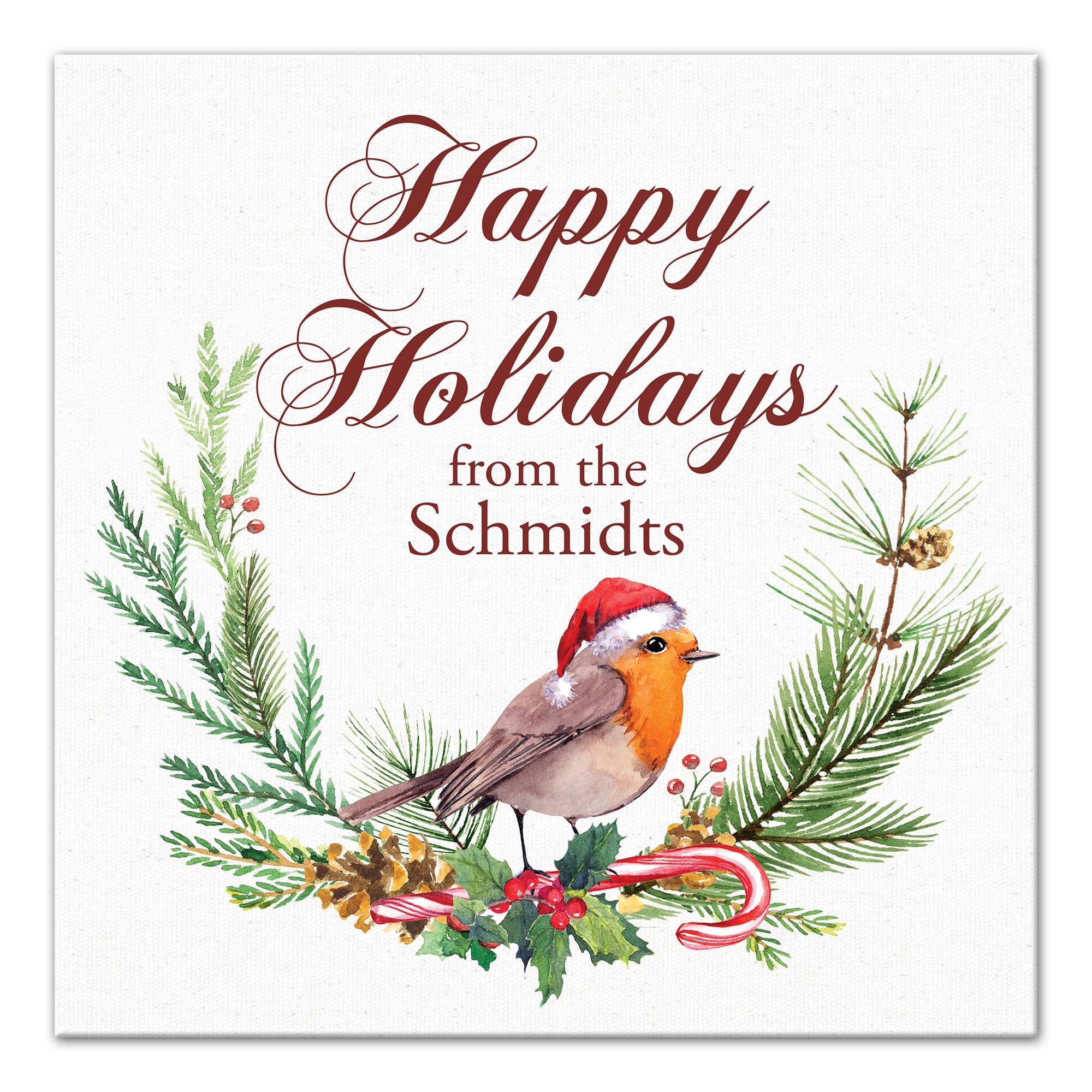 Happy Holidays 16x16 Personalized Canvas Wall Art
