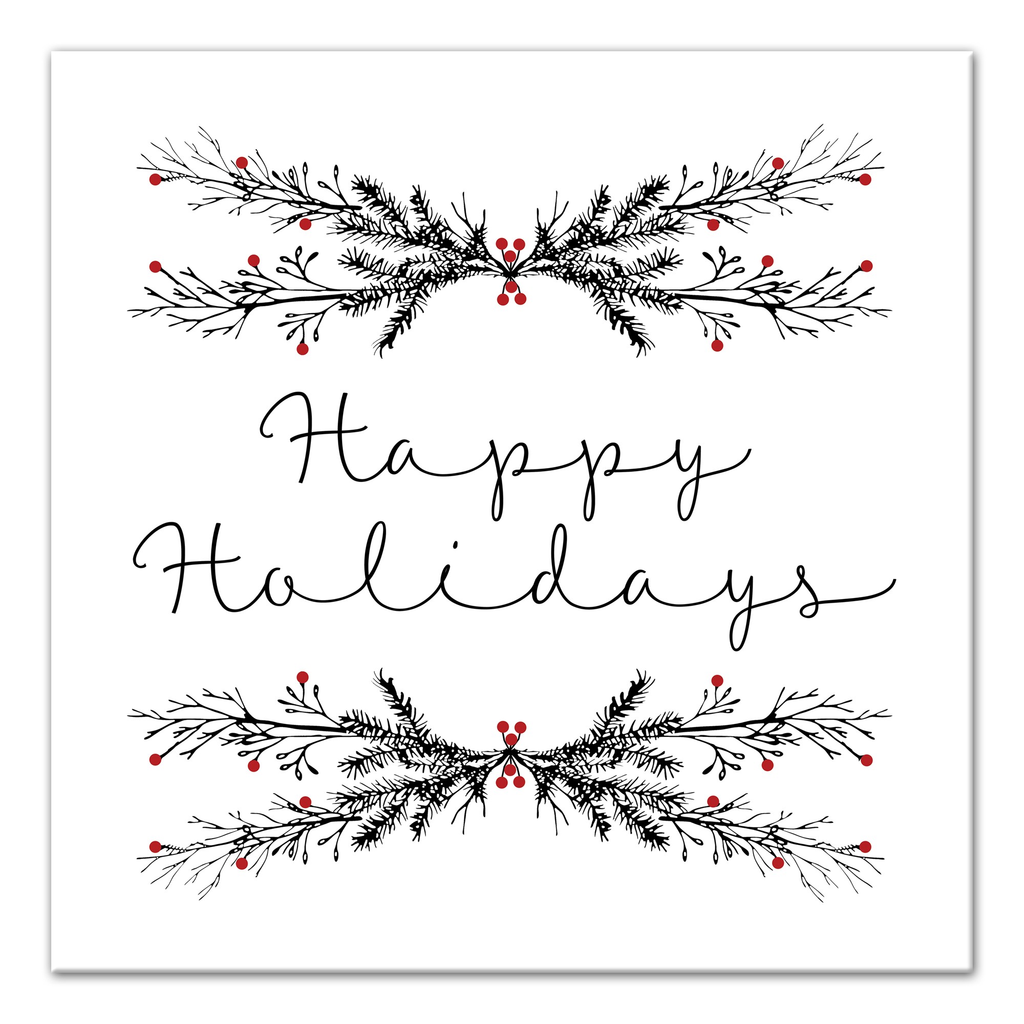 Happy Holidays Branches 20x20 Canvas Wall Art