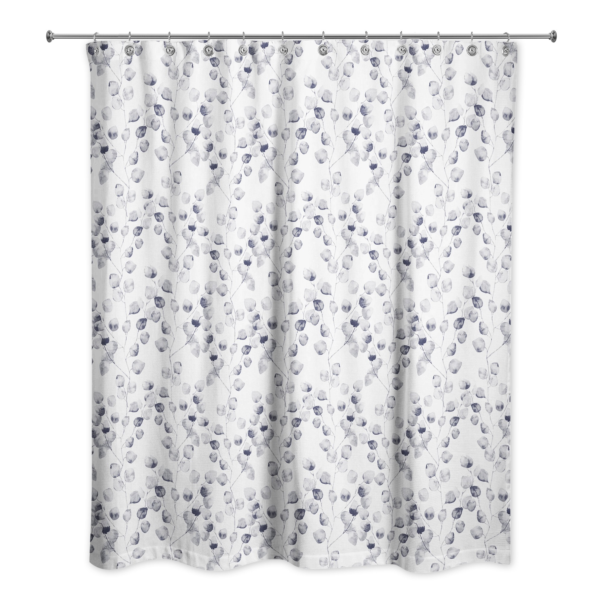 Navy Eucalyptus Pattern 71x74 Shower Curtain