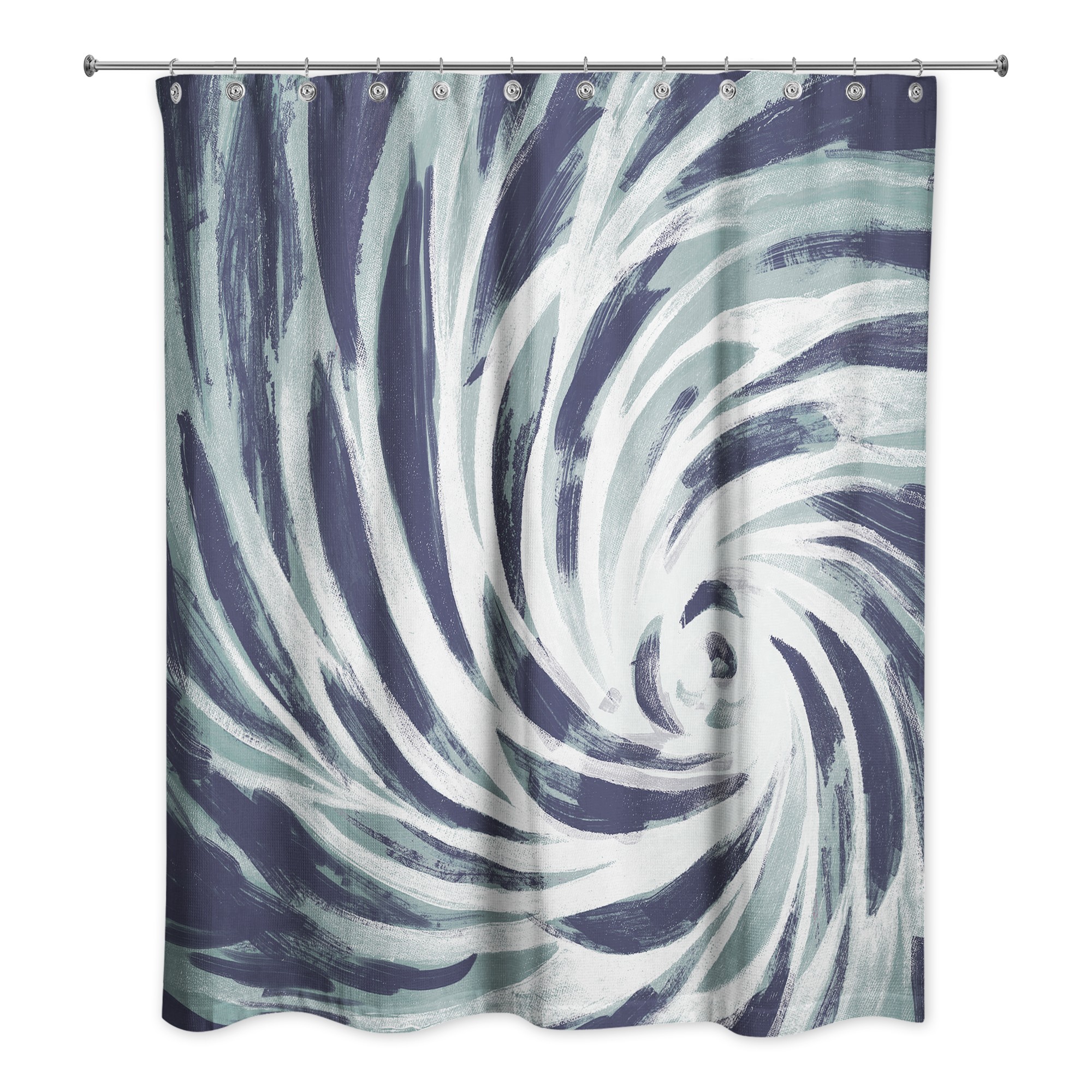 Navy Calming Vortex 71x74 Shower Curtain