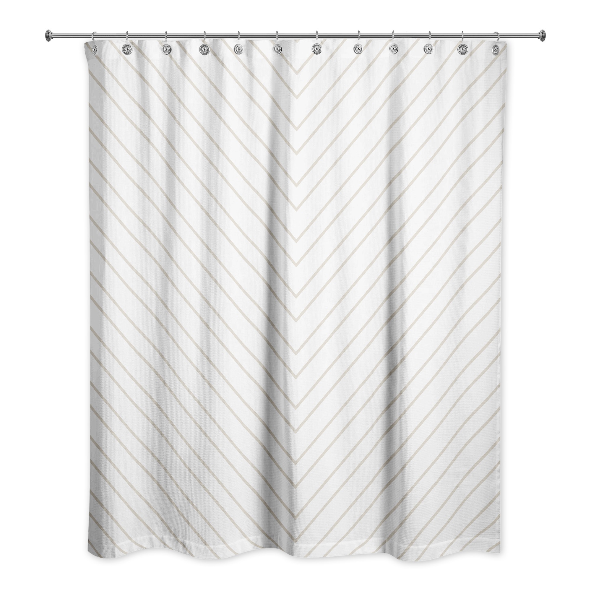 Beige Chevron Stripes 71x74 Shower Curtain