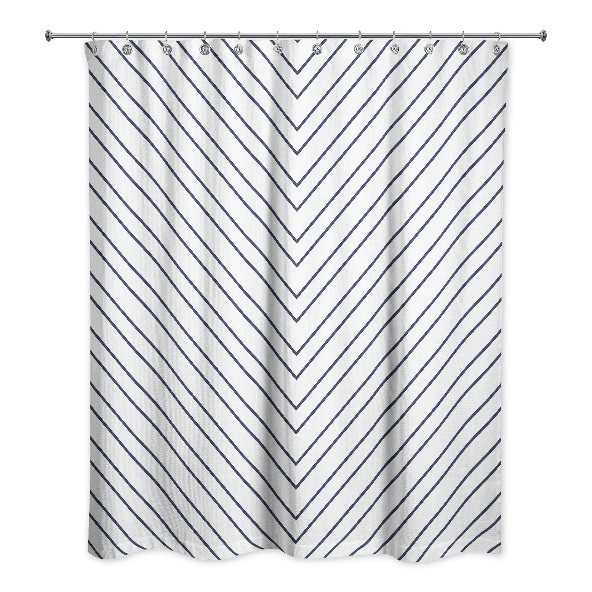 Navy Chevron Stripes 71x74 Shower Curtain