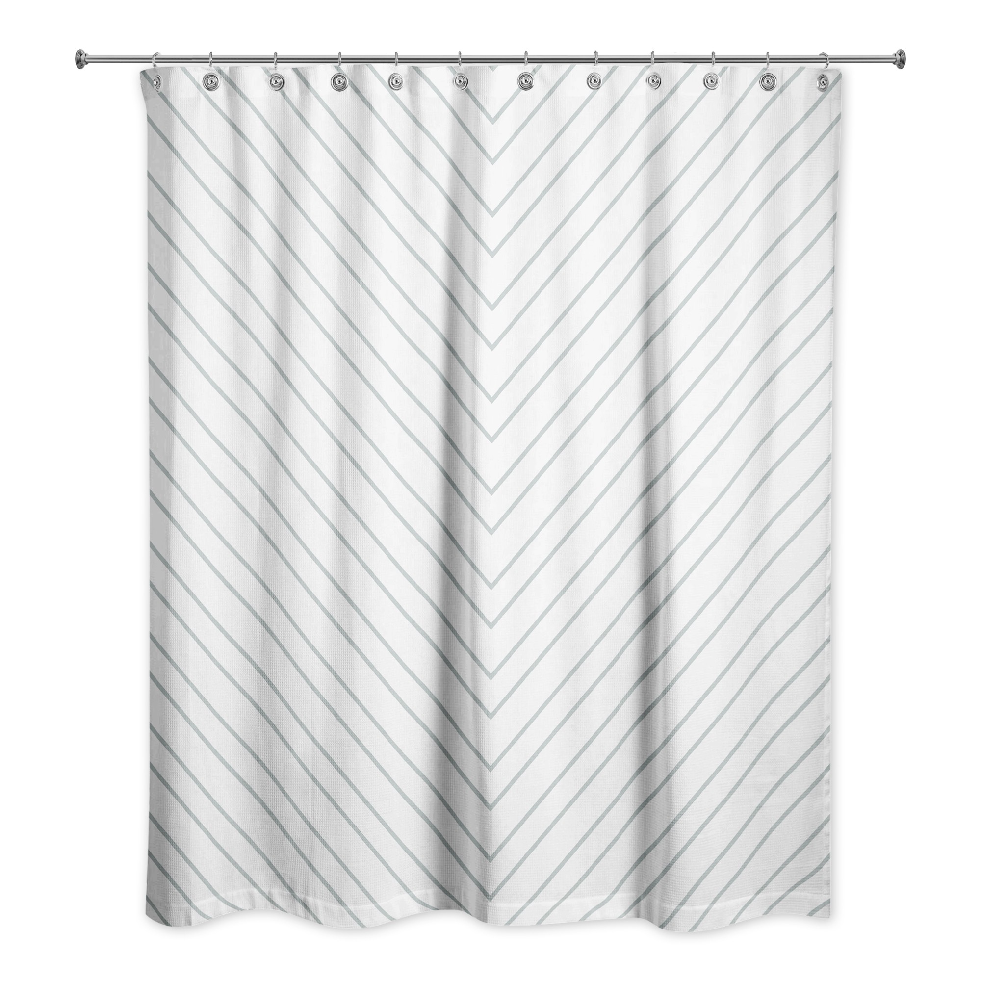 Soft Blue Chevron Stripes 71x74 Shower Curtain