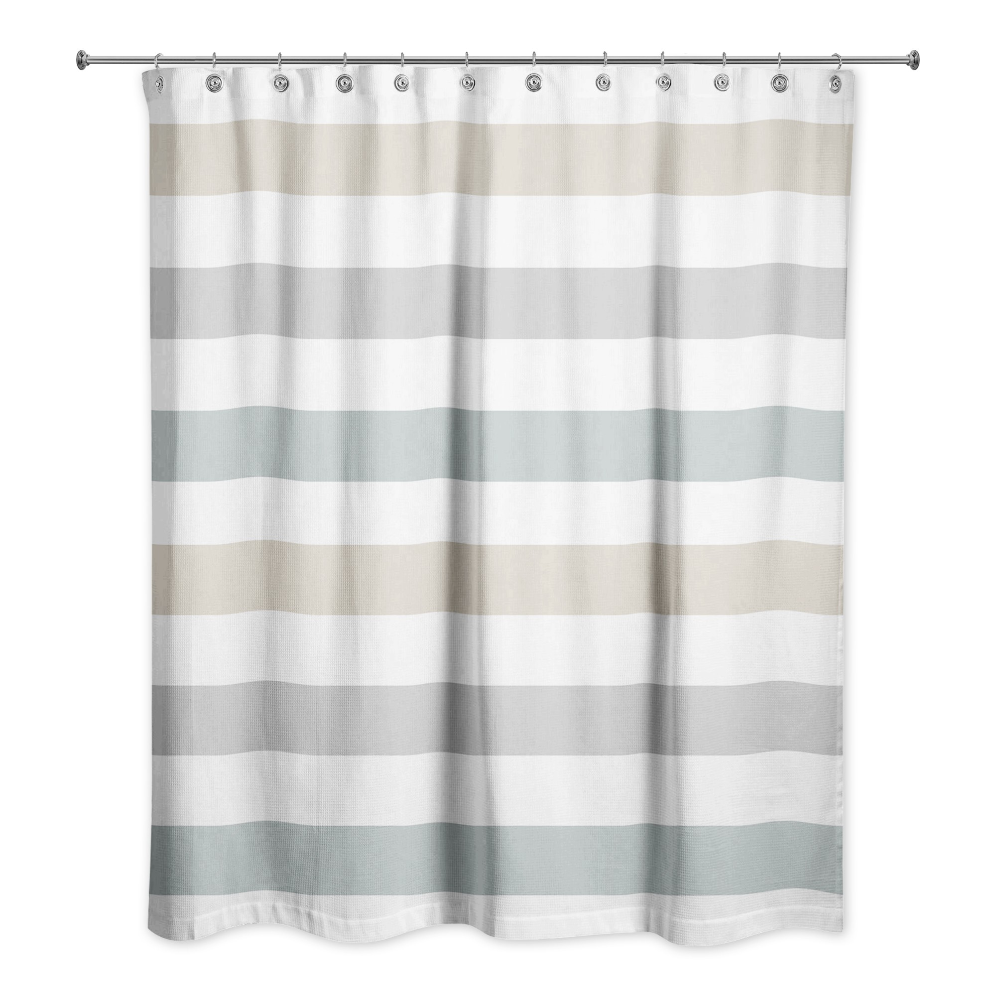 Gray Blue Chunky Stripes 71x74 Shower Curtain