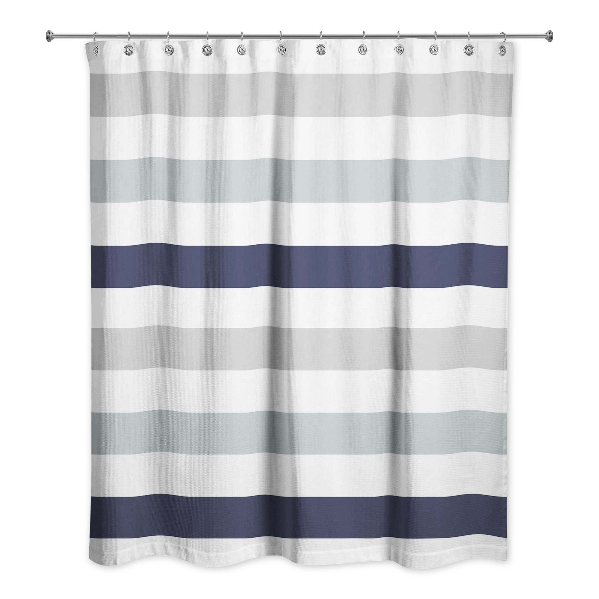 Navy Gray Chunky Stripes 71x74 Shower Curtain