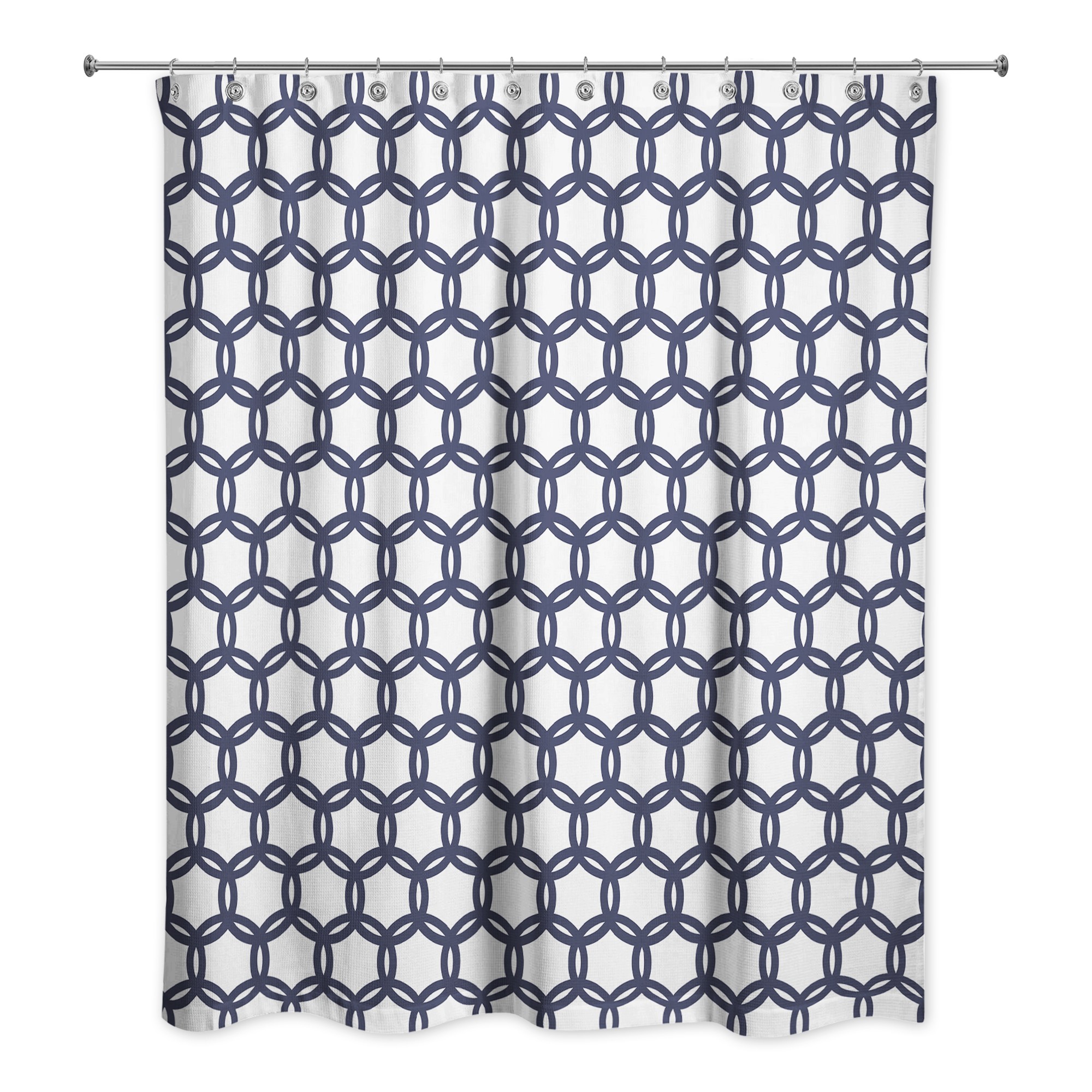 Navy Circle Pattern 71x74 Shower Curtain