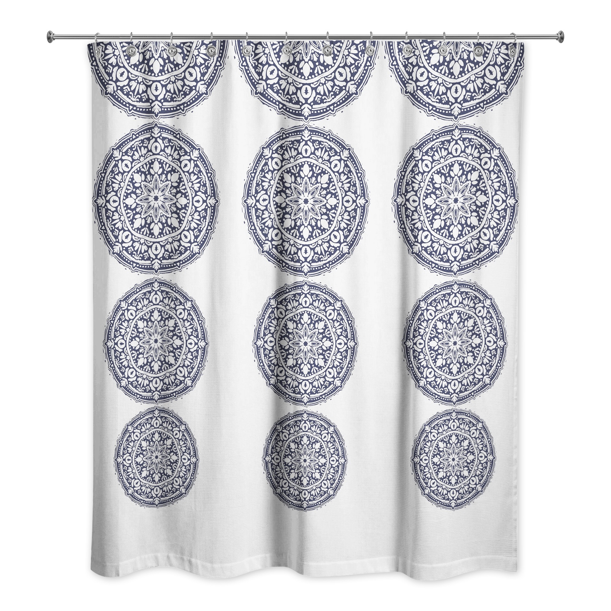 Navy Medallion Pattern 71x74 Shower Curtain