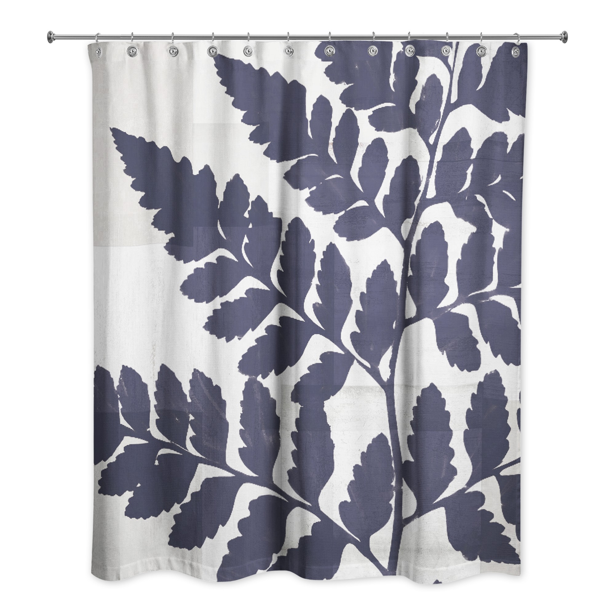 Navy Fern Collage 71x74 Shower Curtain